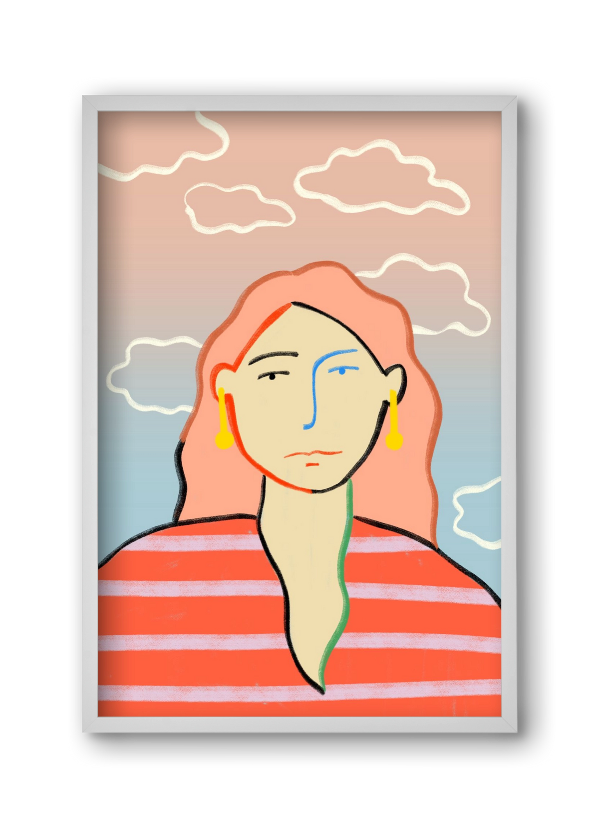 HEAD IN THE CLOUDS, 30x45 cm (30x45 cm), Fehér keret