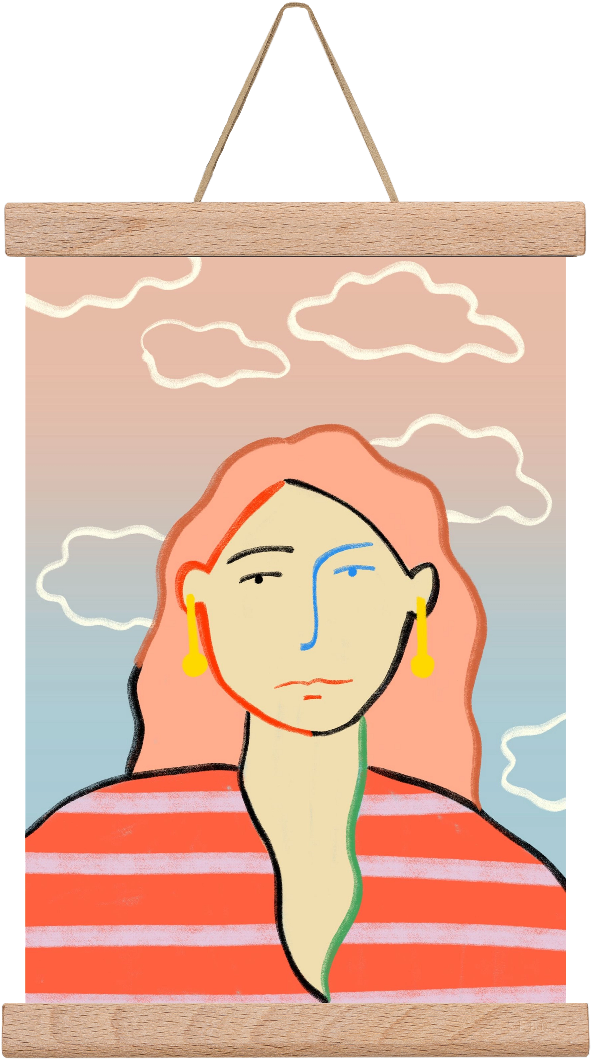 HEAD IN THE CLOUDS, 20x30 cm (20x30 cm), Tölgy akasztó