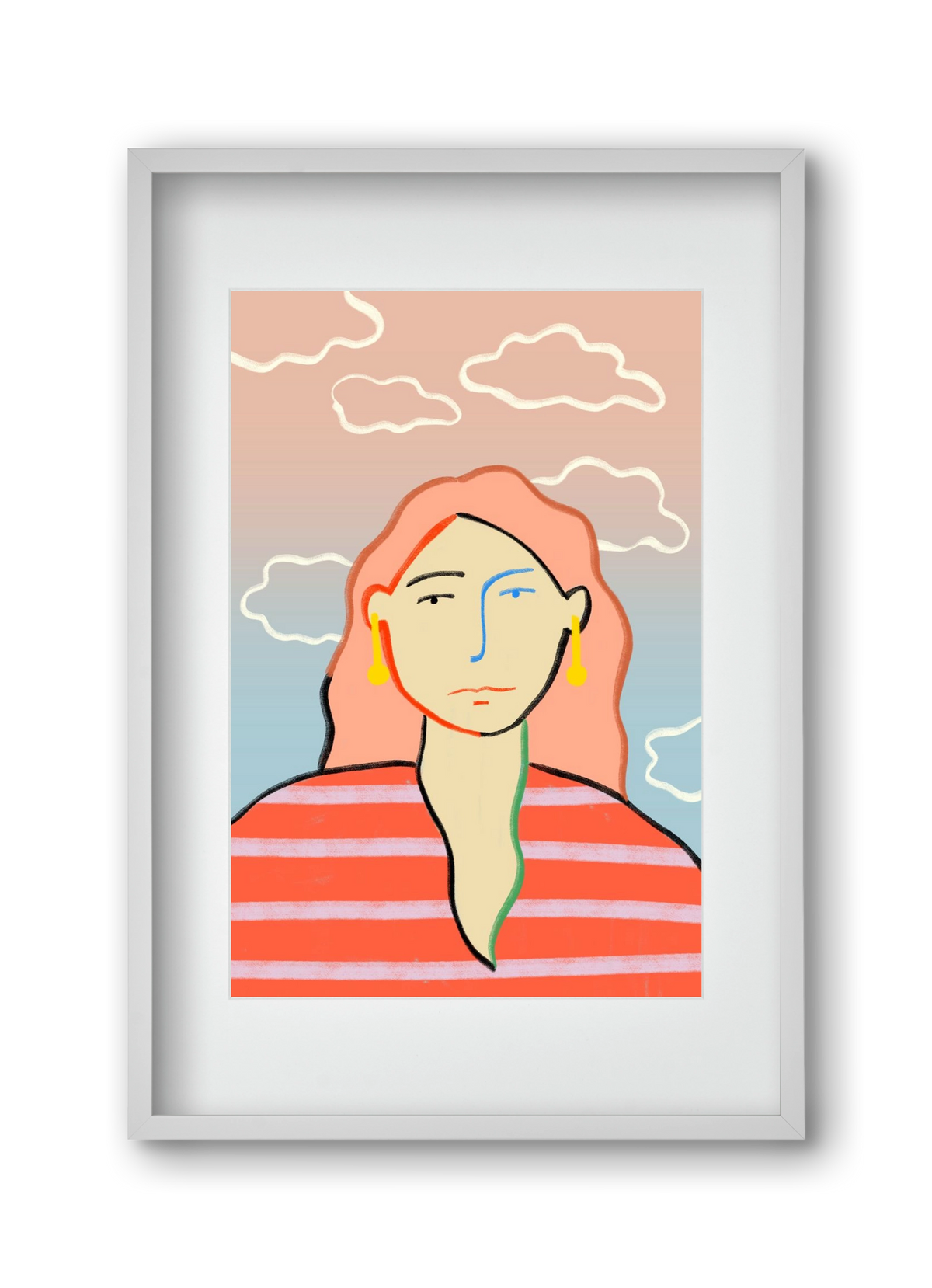 HEAD IN THE CLOUDS, 30x45 cm (20x30 cm), Fehér keret, paszpartuval