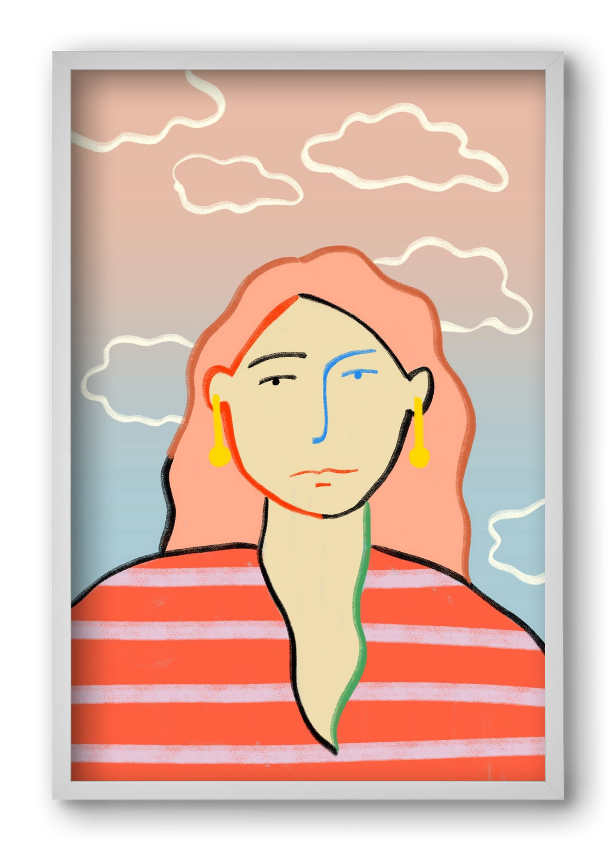 HEAD IN THE CLOUDS, 40x60 cm (40x60 cm), Fehér keret