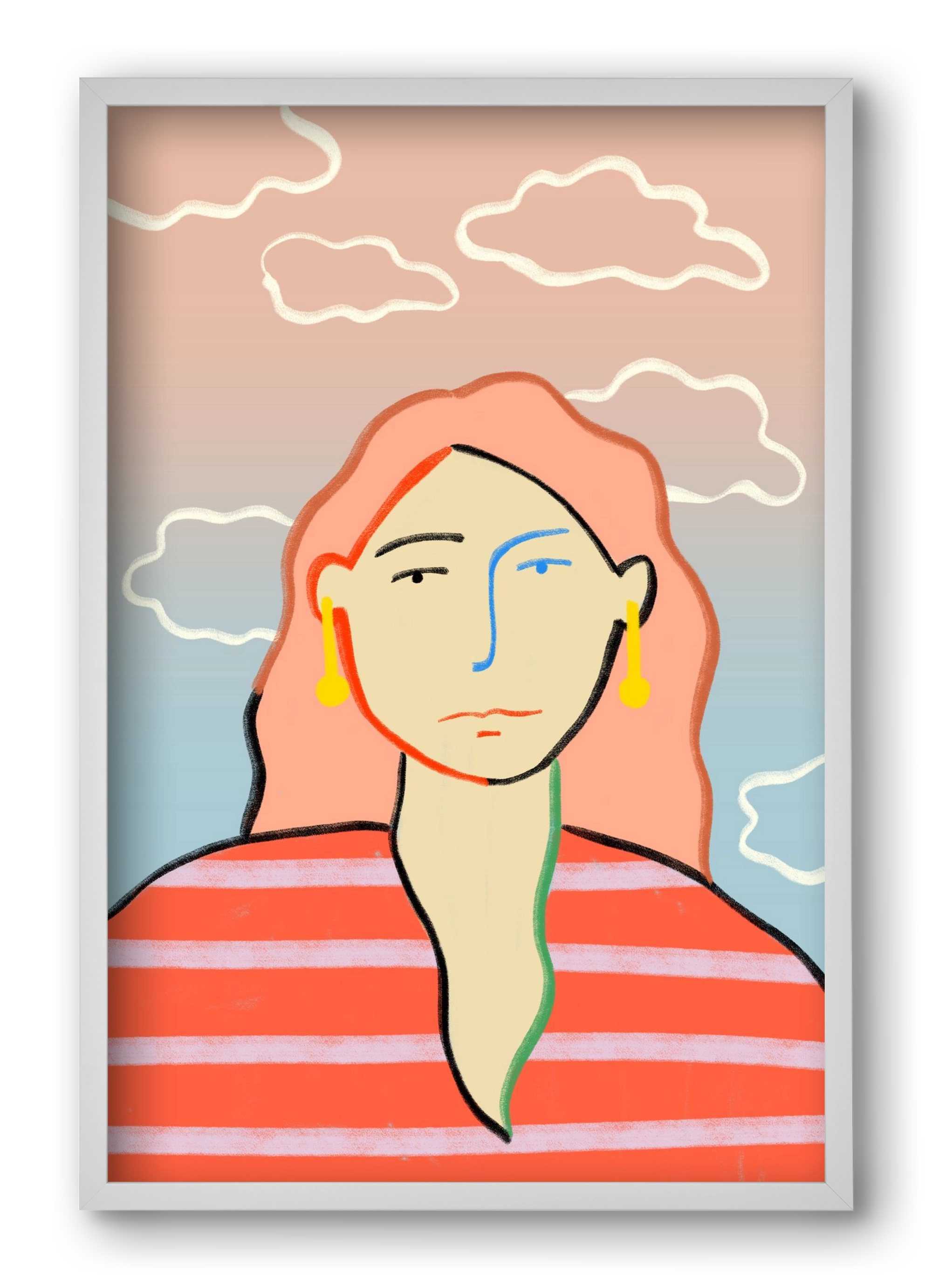 HEAD IN THE CLOUDS, 40x60 cm (40x60 cm), Fehér keret