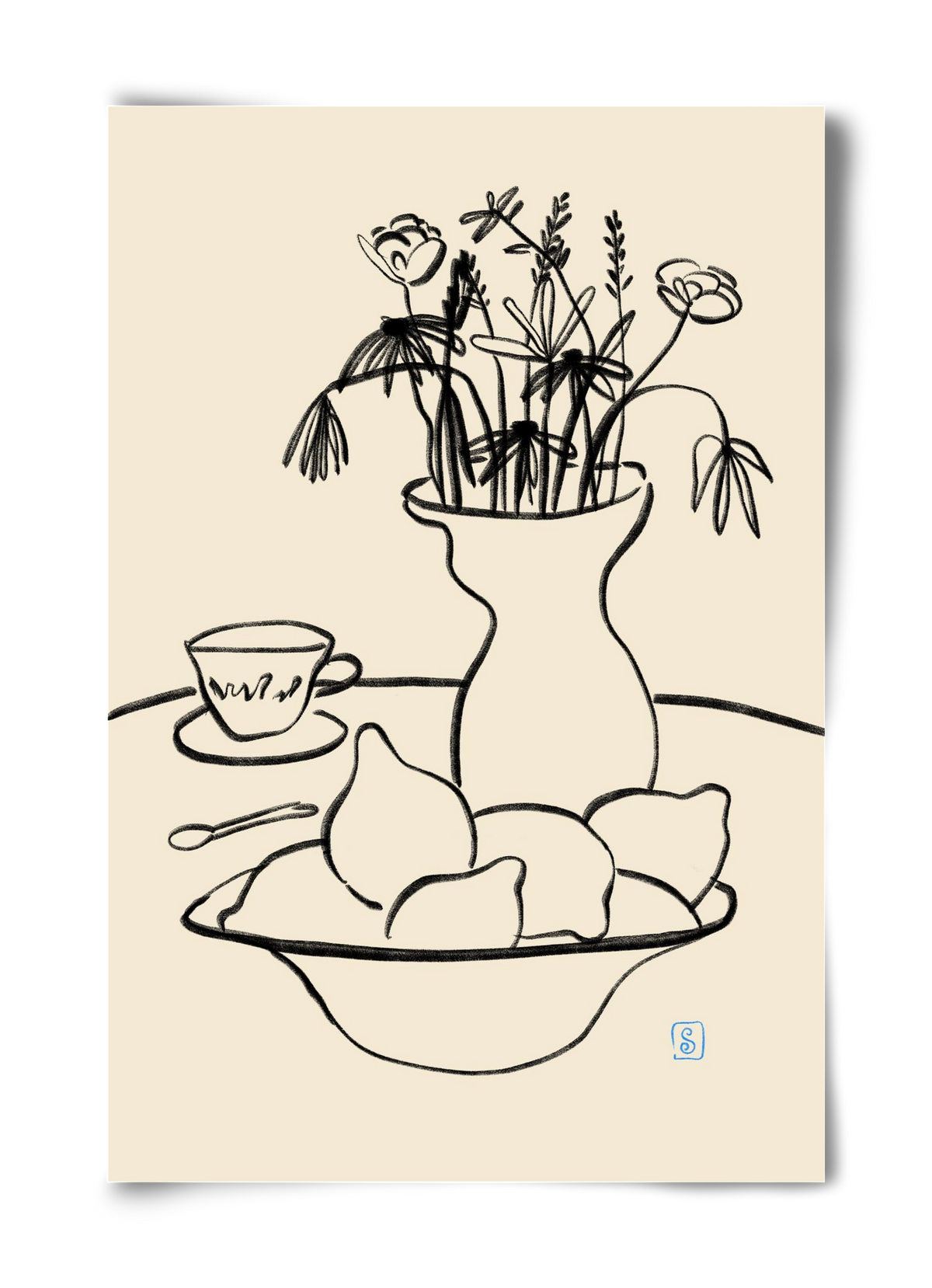 LEMONS AND FLOWERS, 40x60 cm, Keret nélkül