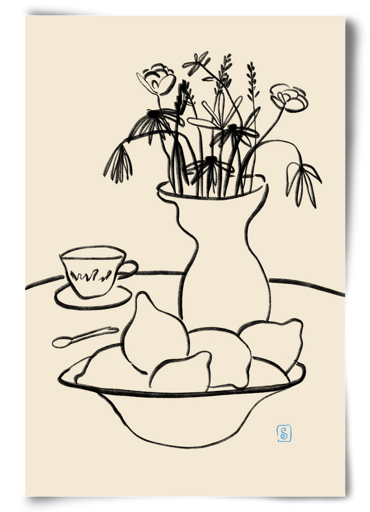 LEMONS AND FLOWERS, 60x90 cm, Keret nélkül