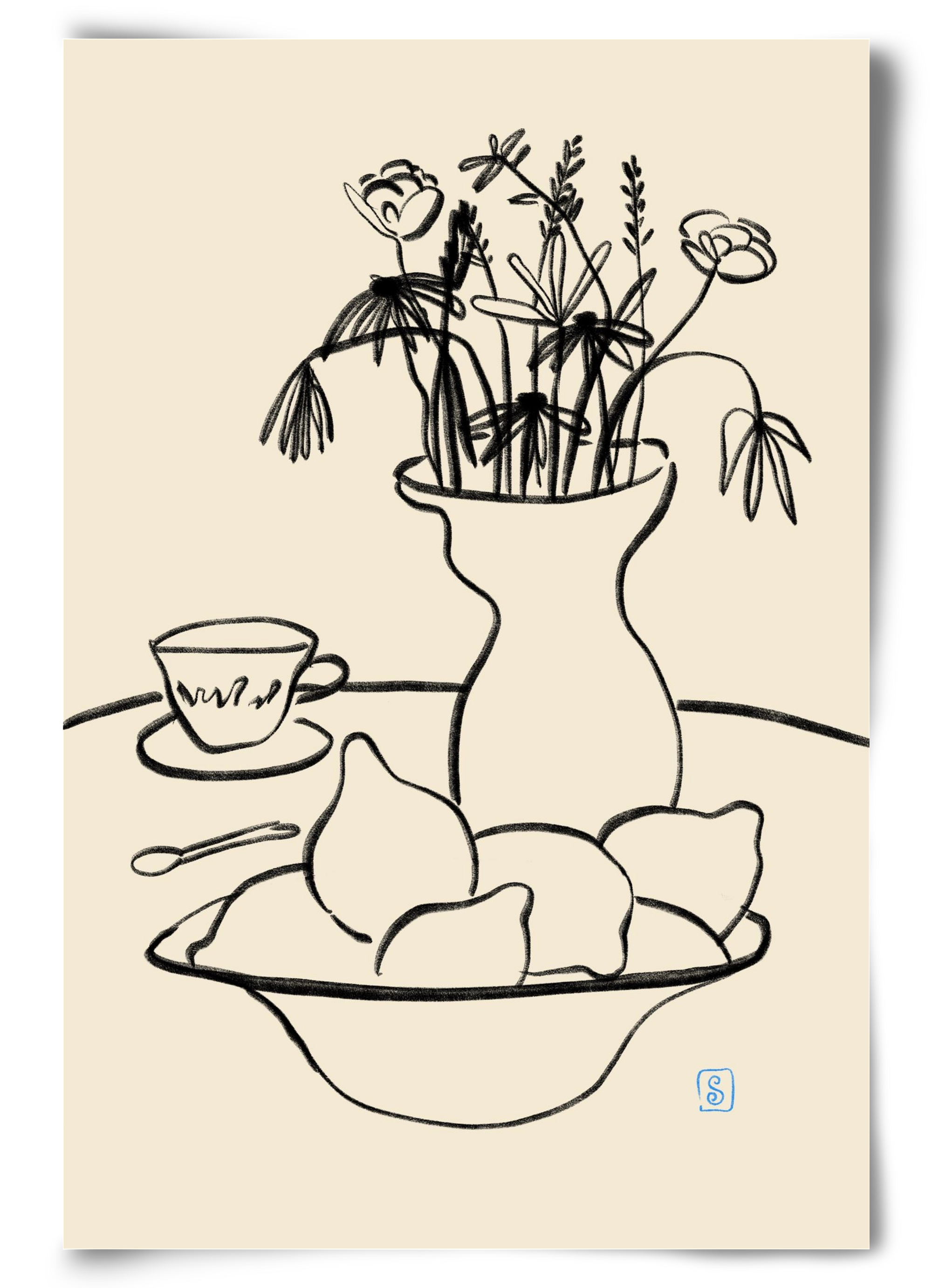 LEMONS AND FLOWERS, 60x90 cm, Keret nélkül