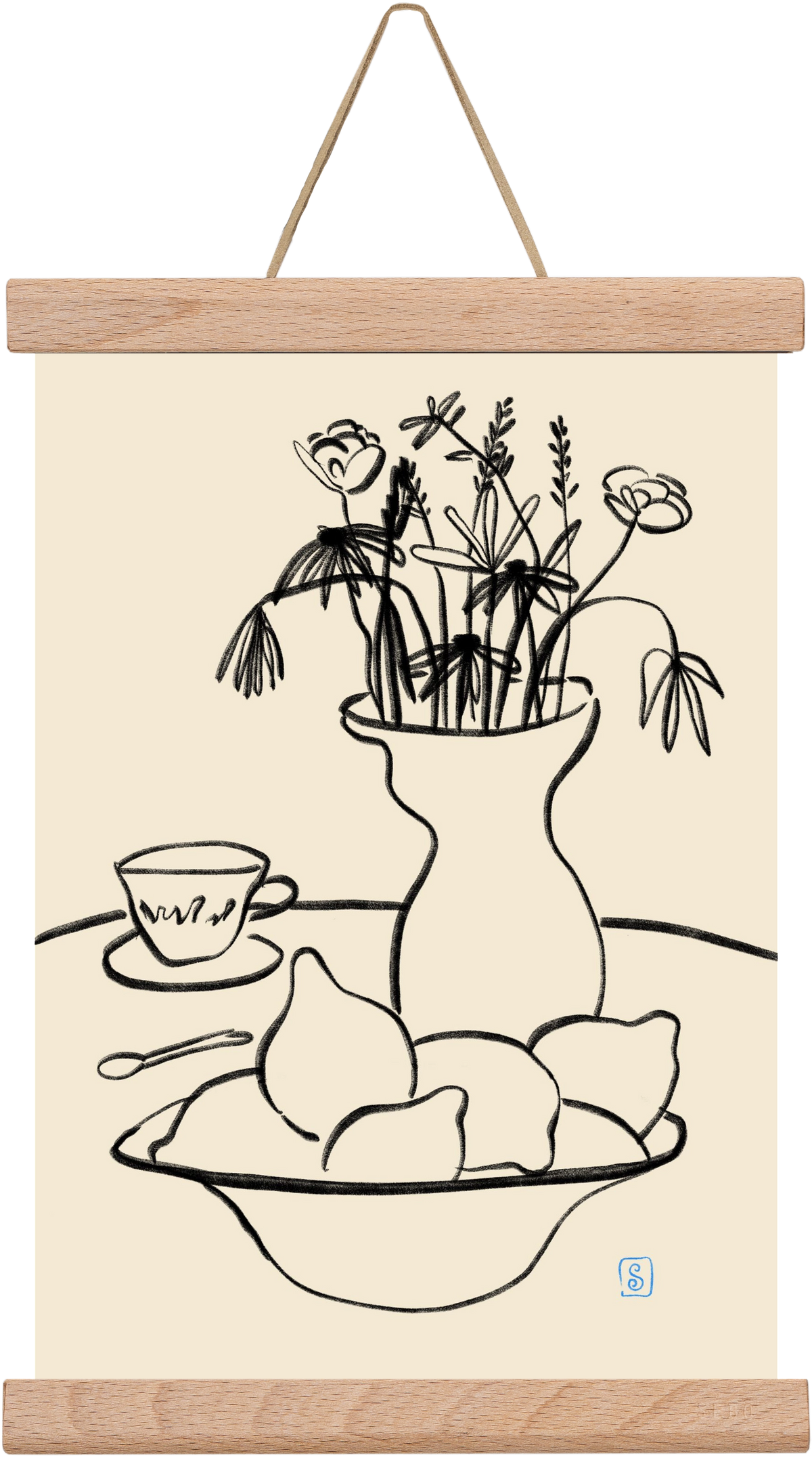 LEMONS AND FLOWERS, 20x30 cm (20x30 cm), Tölgy akasztó