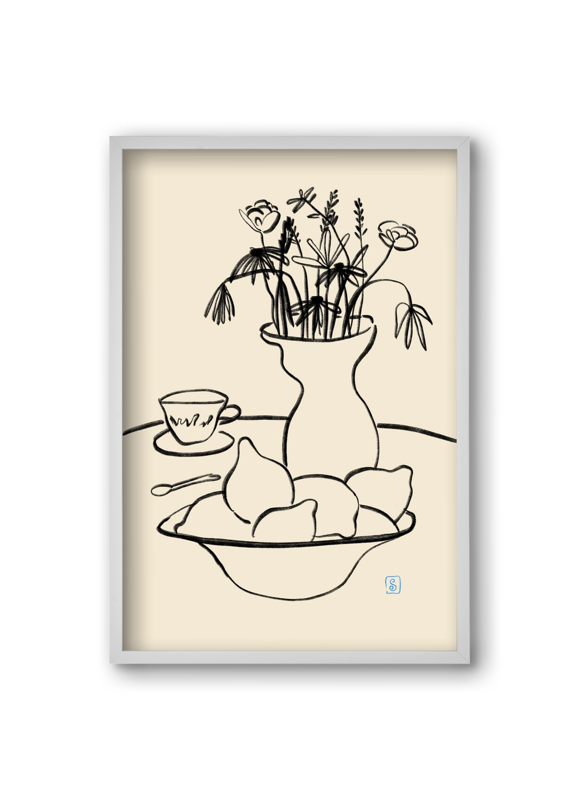 LEMONS AND FLOWERS, 20x30 cm (20x30 cm), Fehér keret