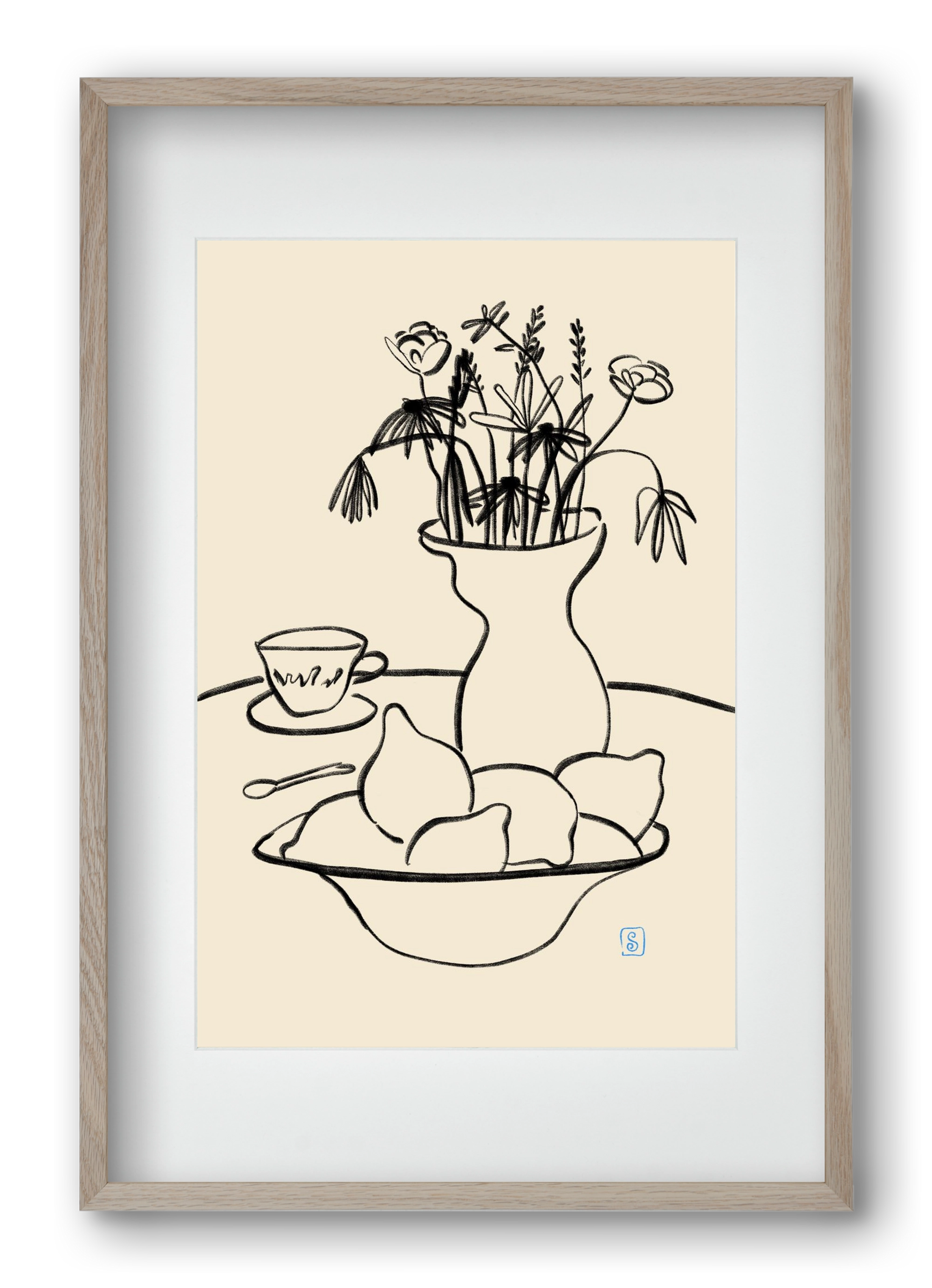 LEMONS AND FLOWERS, 40x60 cm (30x45 cm), Tölgy keret, paszpartuval