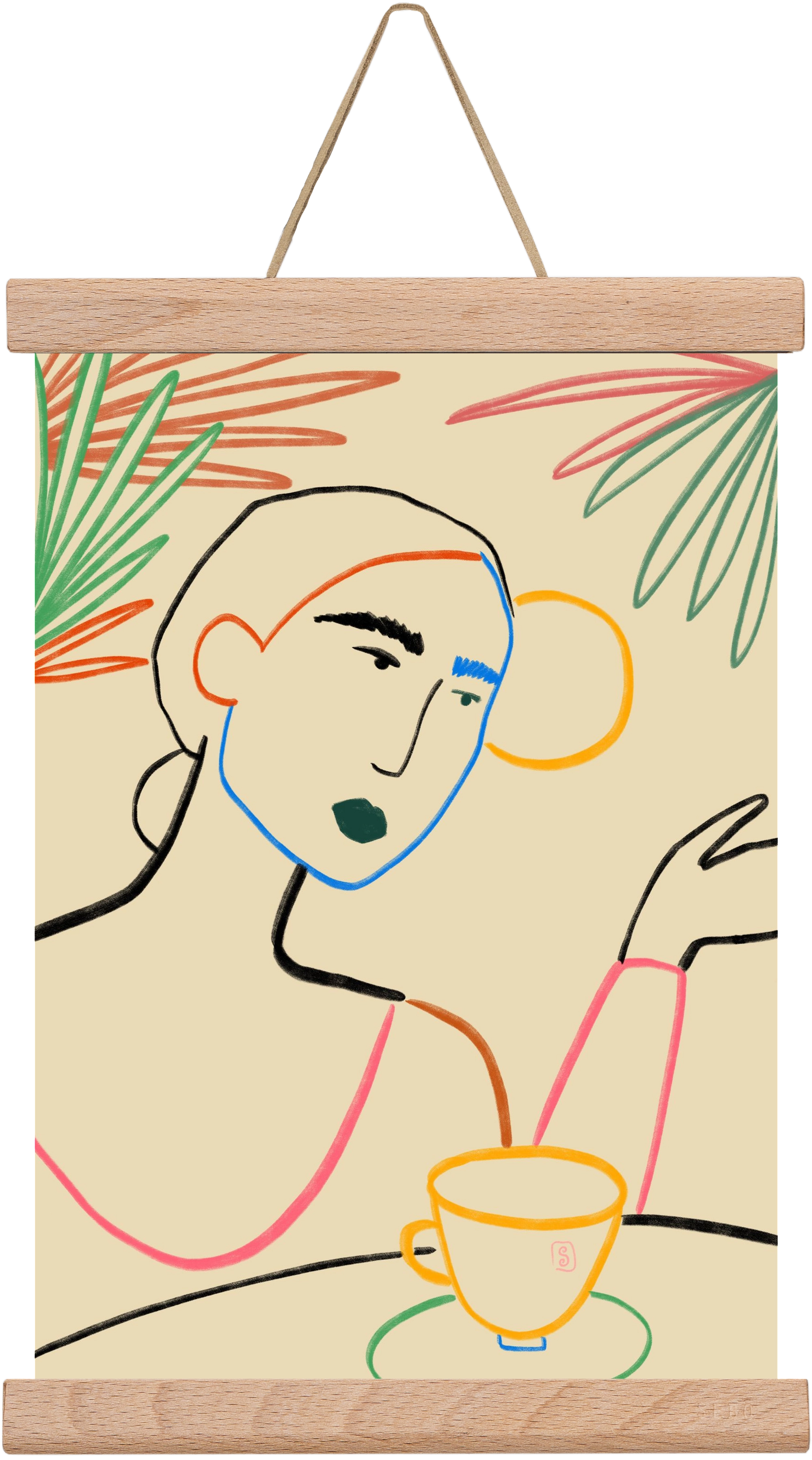 SUNRISE COFFEE, 20x30 cm (20x30 cm), Tölgy akasztó