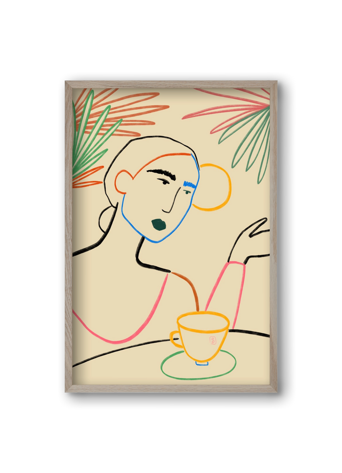 SUNRISE COFFEE, 20x30 cm (20x30 cm), Tölgy keret