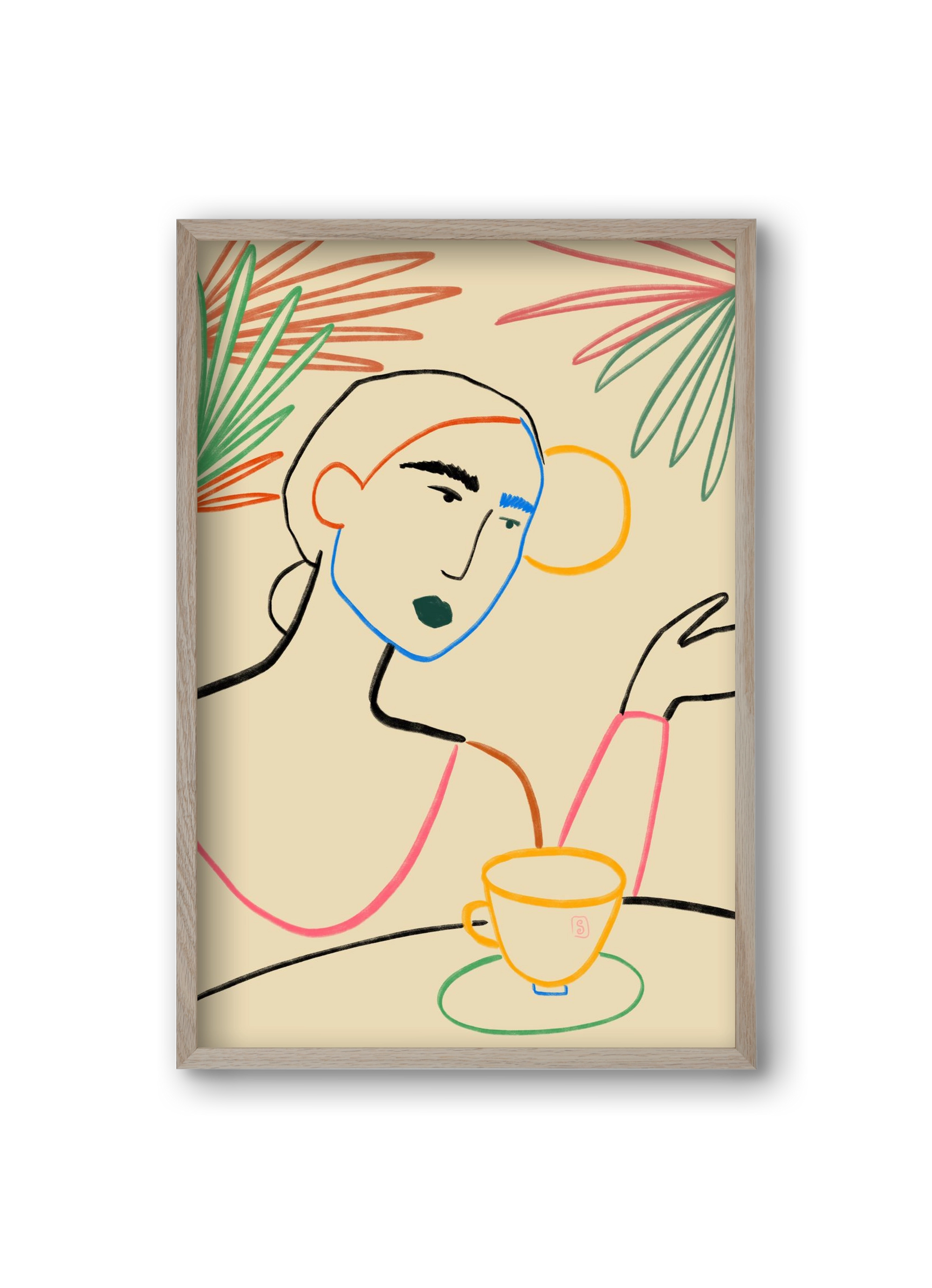 SUNRISE COFFEE, 20x30 cm (20x30 cm), Tölgy keret