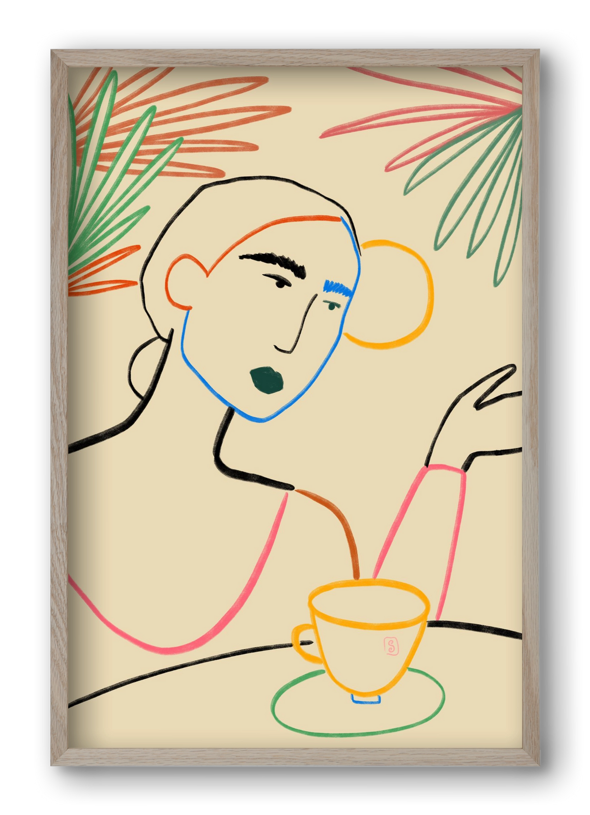 SUNRISE COFFEE, 40x60 cm (40x60 cm), Tölgy keret