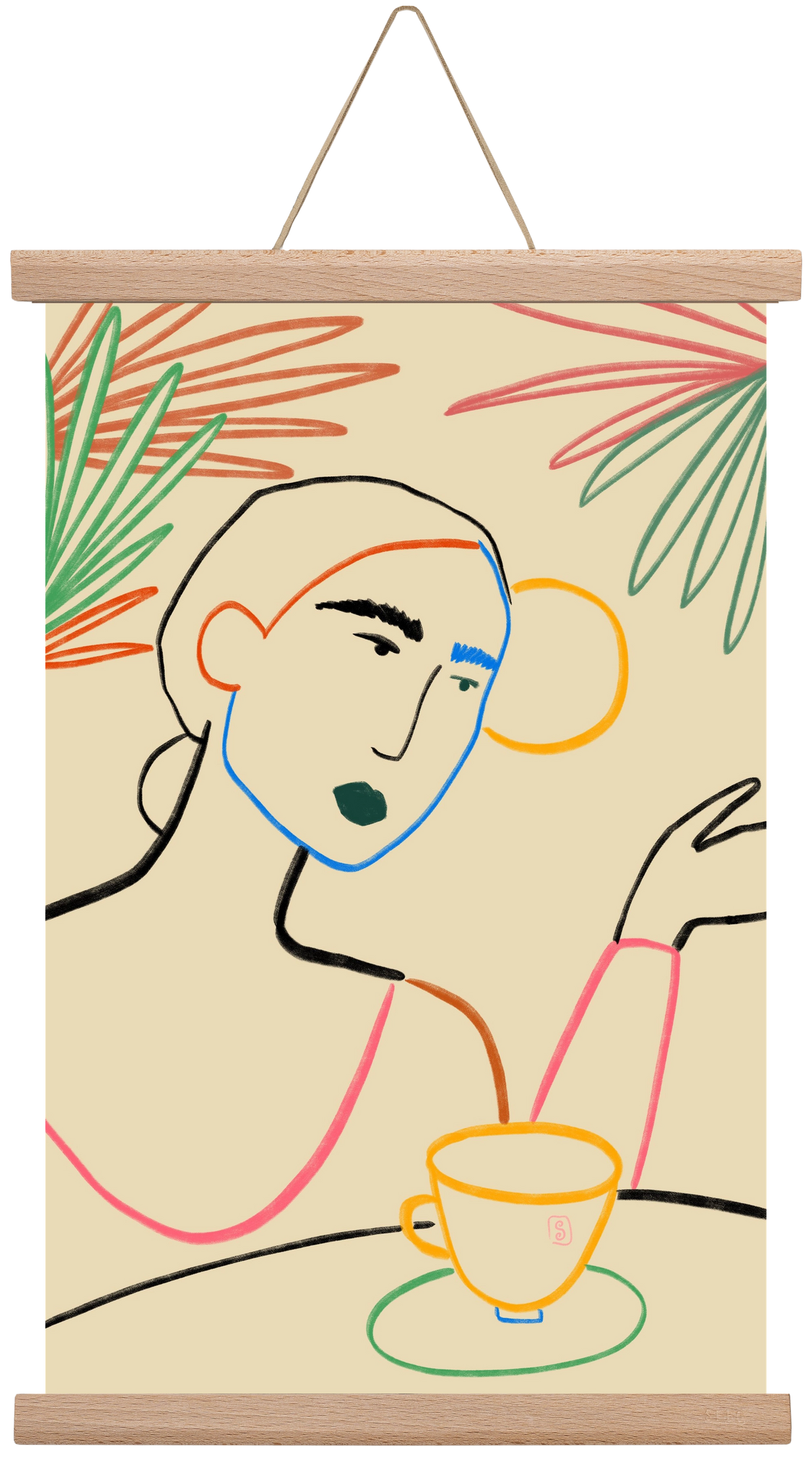 SUNRISE COFFEE, 30x45 cm (30x45 cm), Tölgy akasztó