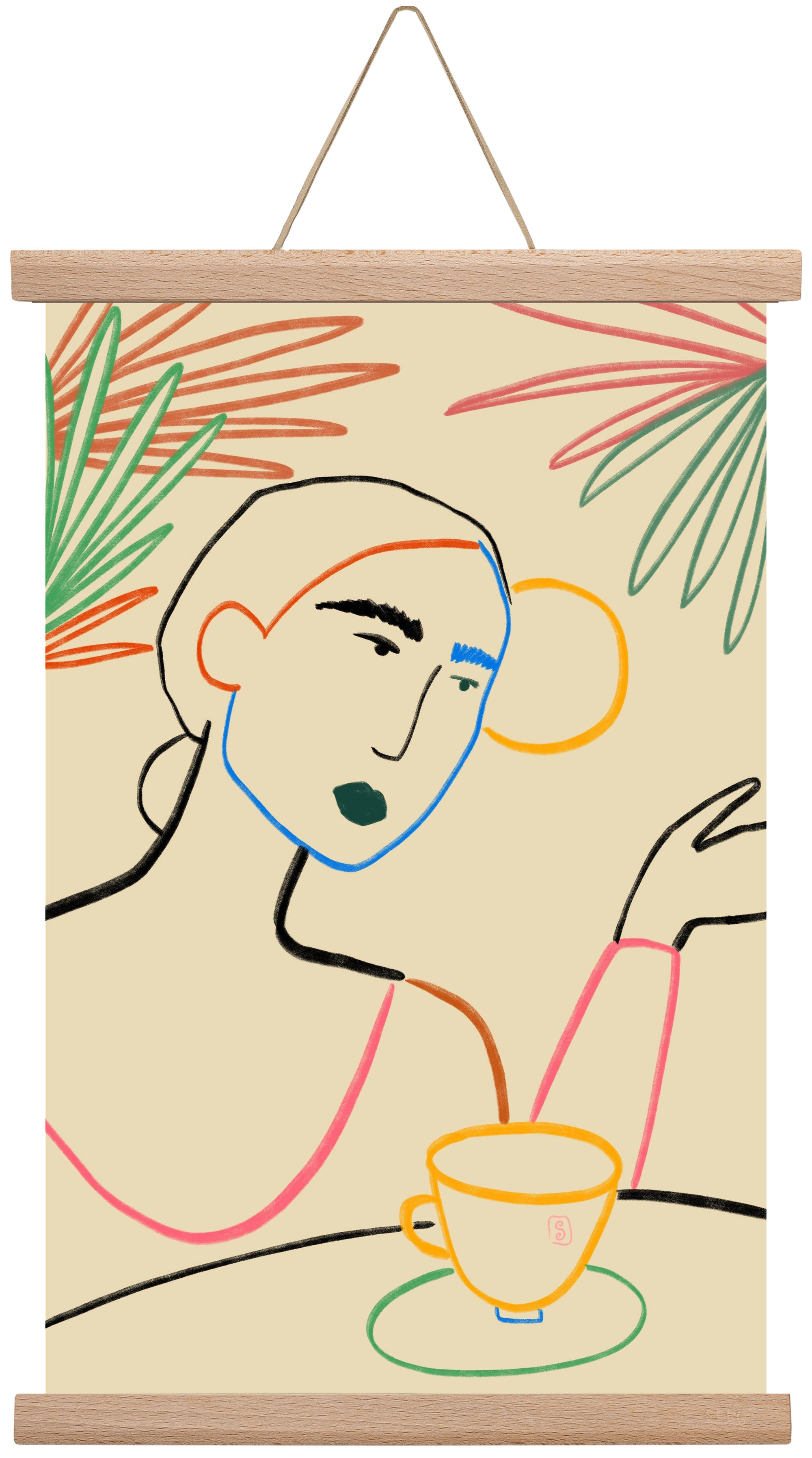 SUNRISE COFFEE, 30x45 cm (30x45 cm), Tölgy akasztó
