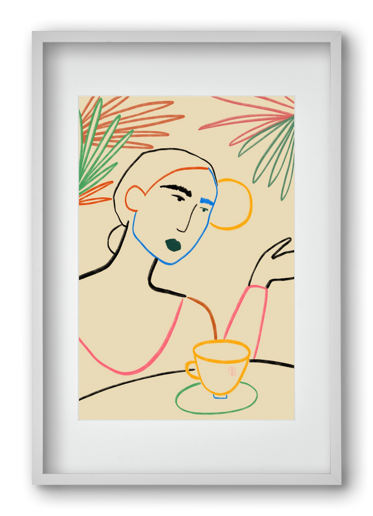 SUNRISE COFFEE, 40x60 cm (30x45 cm), Fehér keret, paszpartuval