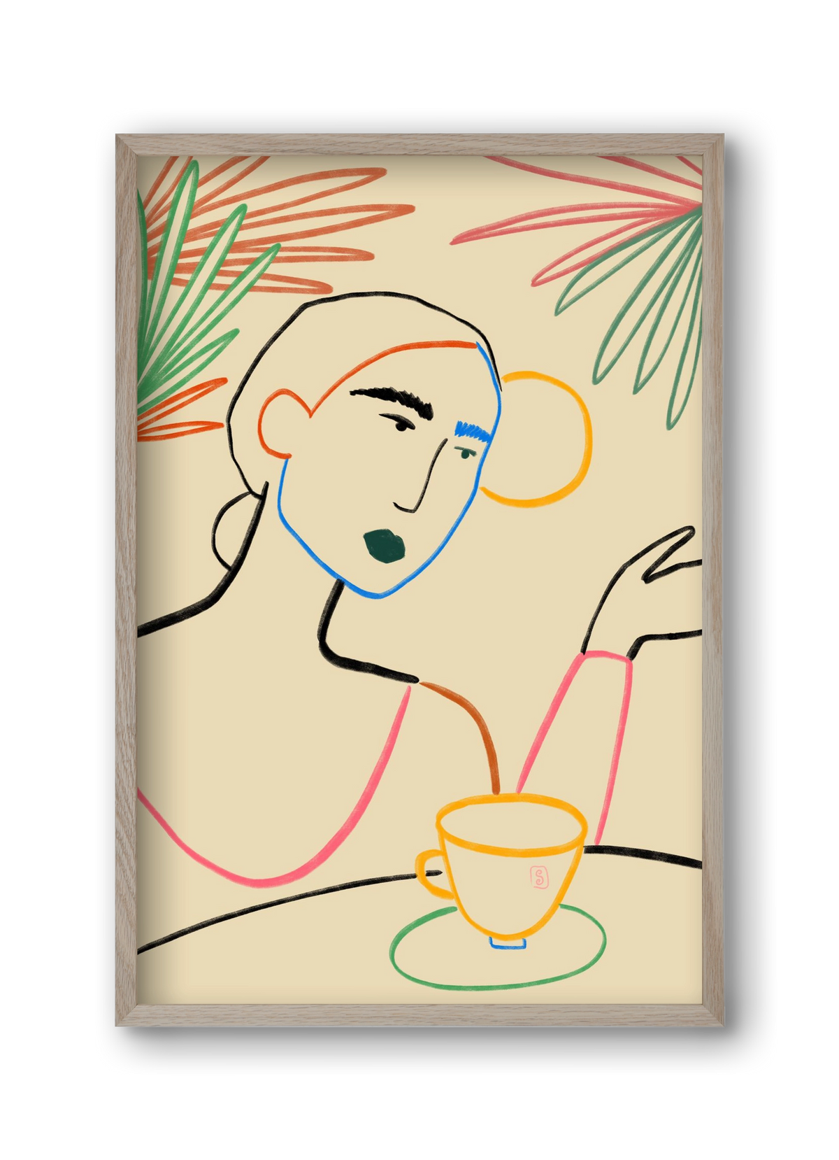 SUNRISE COFFEE, 30x45 cm (30x45 cm), Tölgy keret