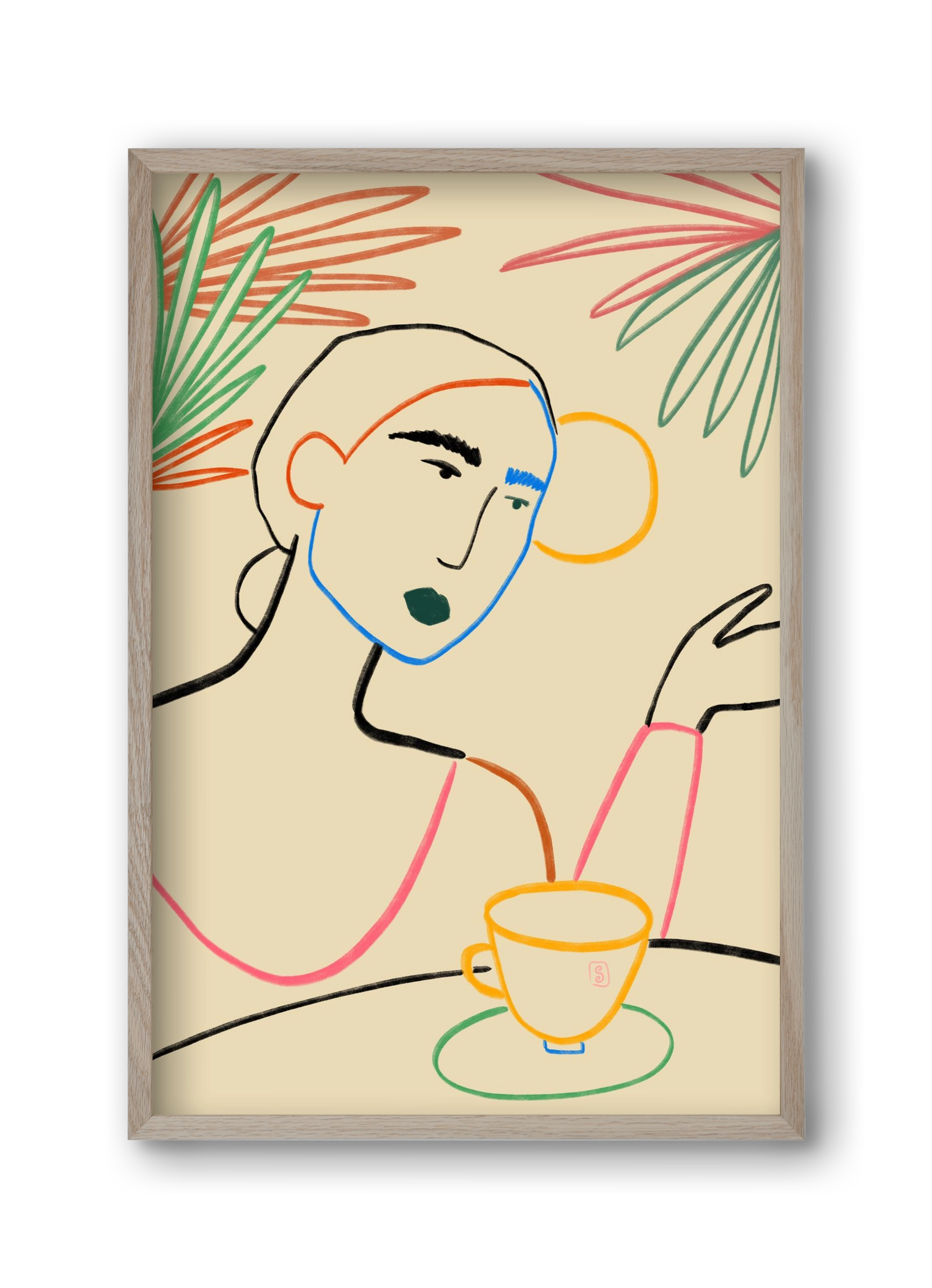 SUNRISE COFFEE, 30x45 cm (30x45 cm), Tölgy keret