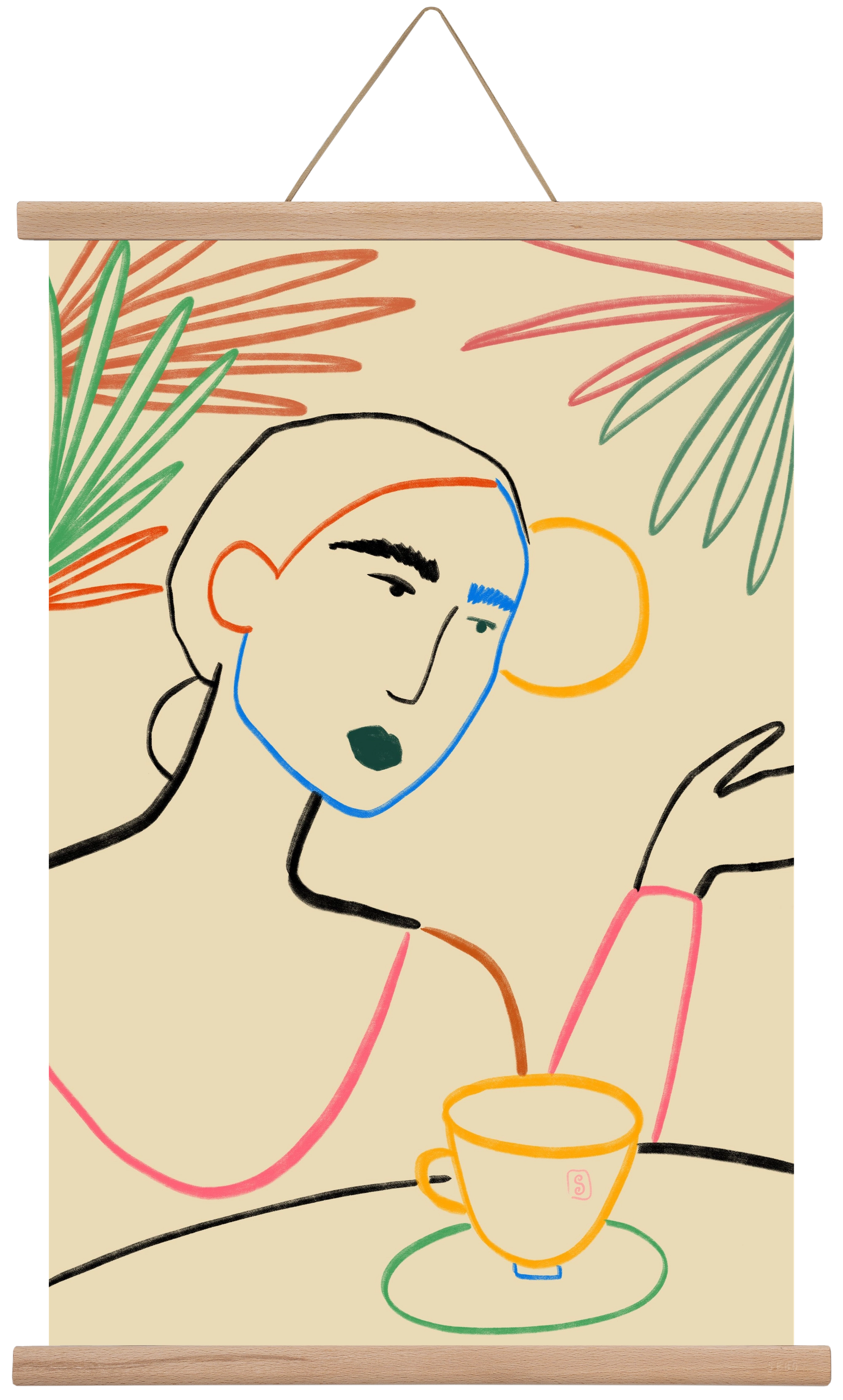 SUNRISE COFFEE, 40x60 cm (40x60 cm), Tölgy akasztó
