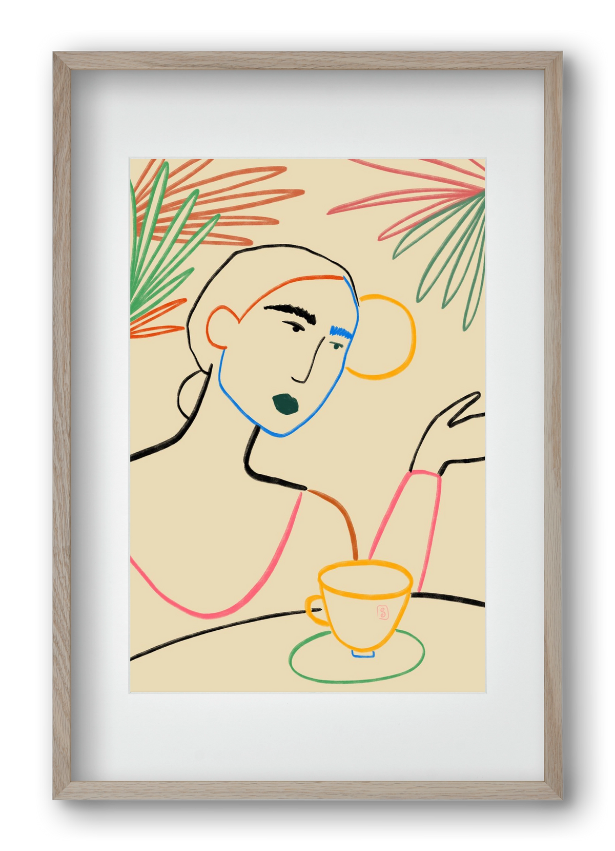 SUNRISE COFFEE, 40x60 cm (30x45 cm), Tölgy keret, paszpartuval