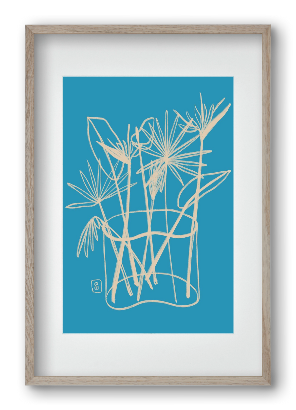 TROPICAL FLOWERS, 40x60 cm (30x45 cm), Tölgy keret, paszpartuval