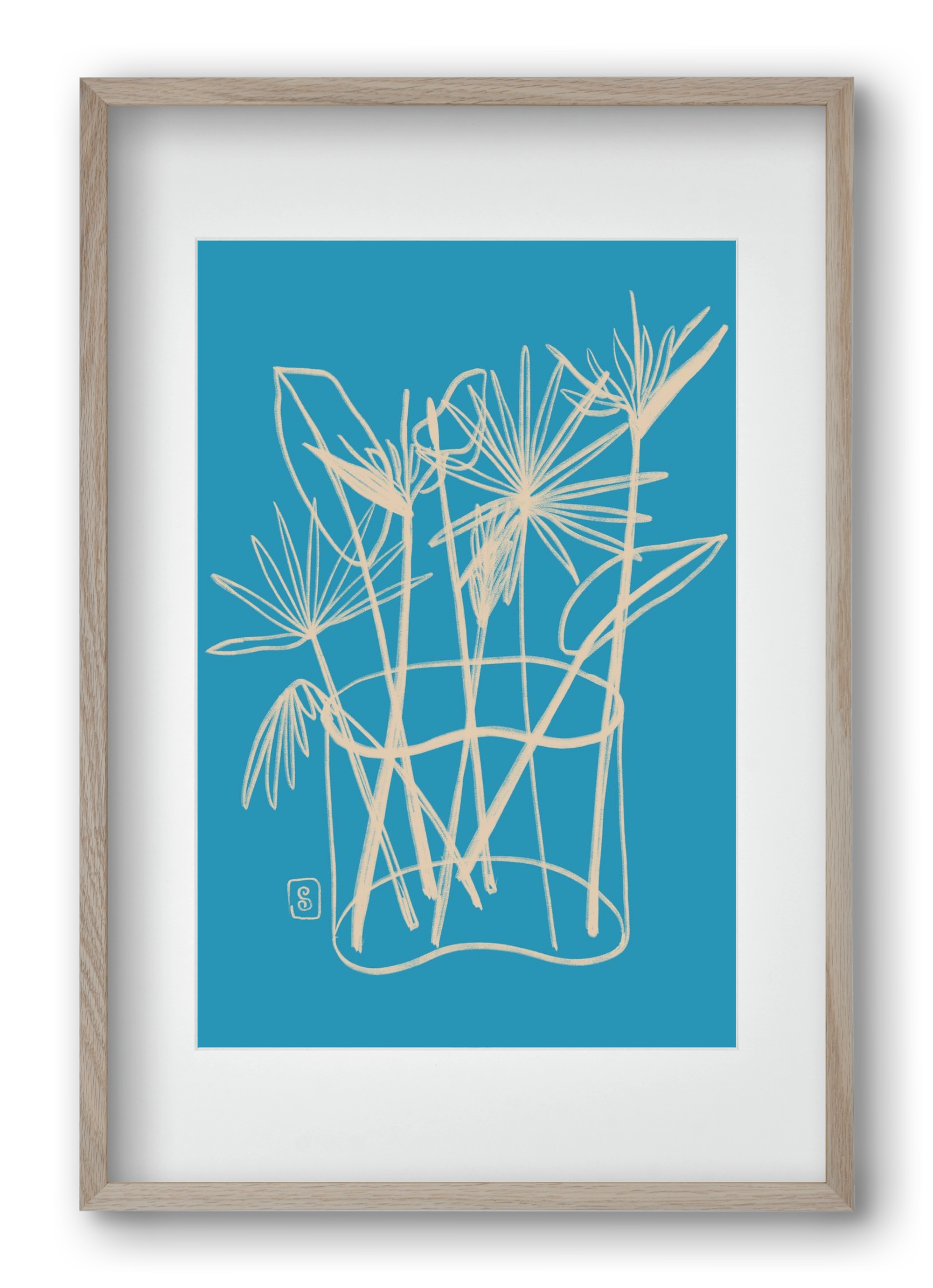 TROPICAL FLOWERS, 40x60 cm (30x45 cm), Tölgy keret, paszpartuval