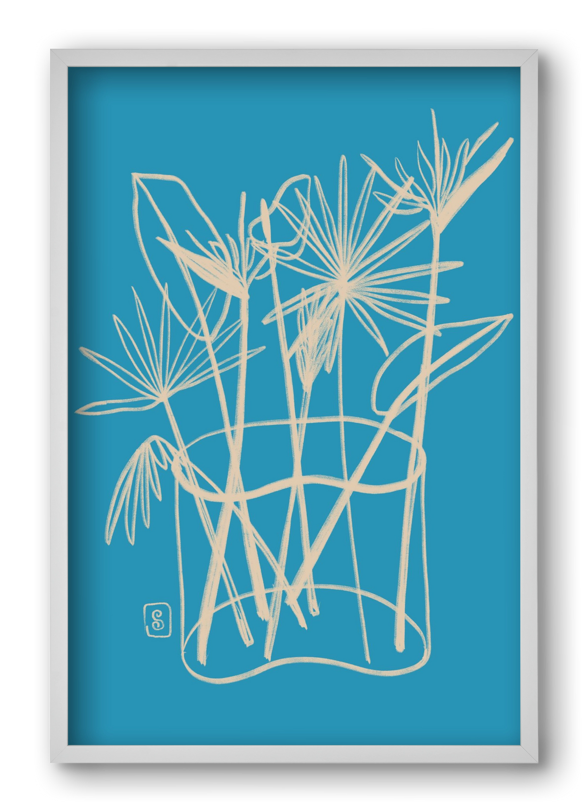 TROPICAL FLOWERS, 40x60 cm (40x60 cm), Fehér keret