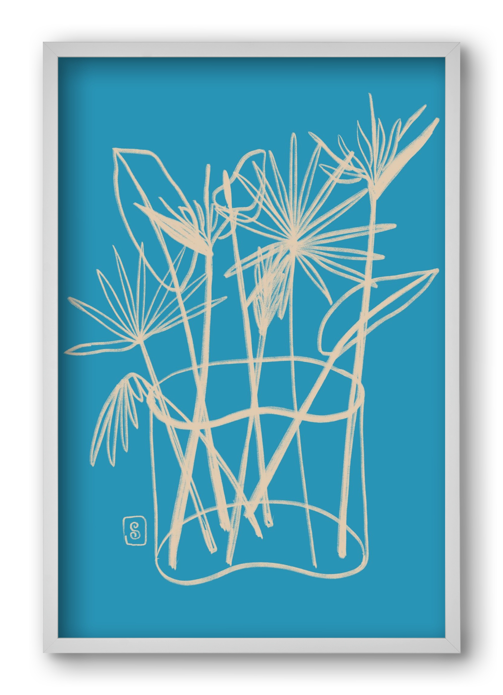 TROPICAL FLOWERS, 40x60 cm (40x60 cm), Fehér keret