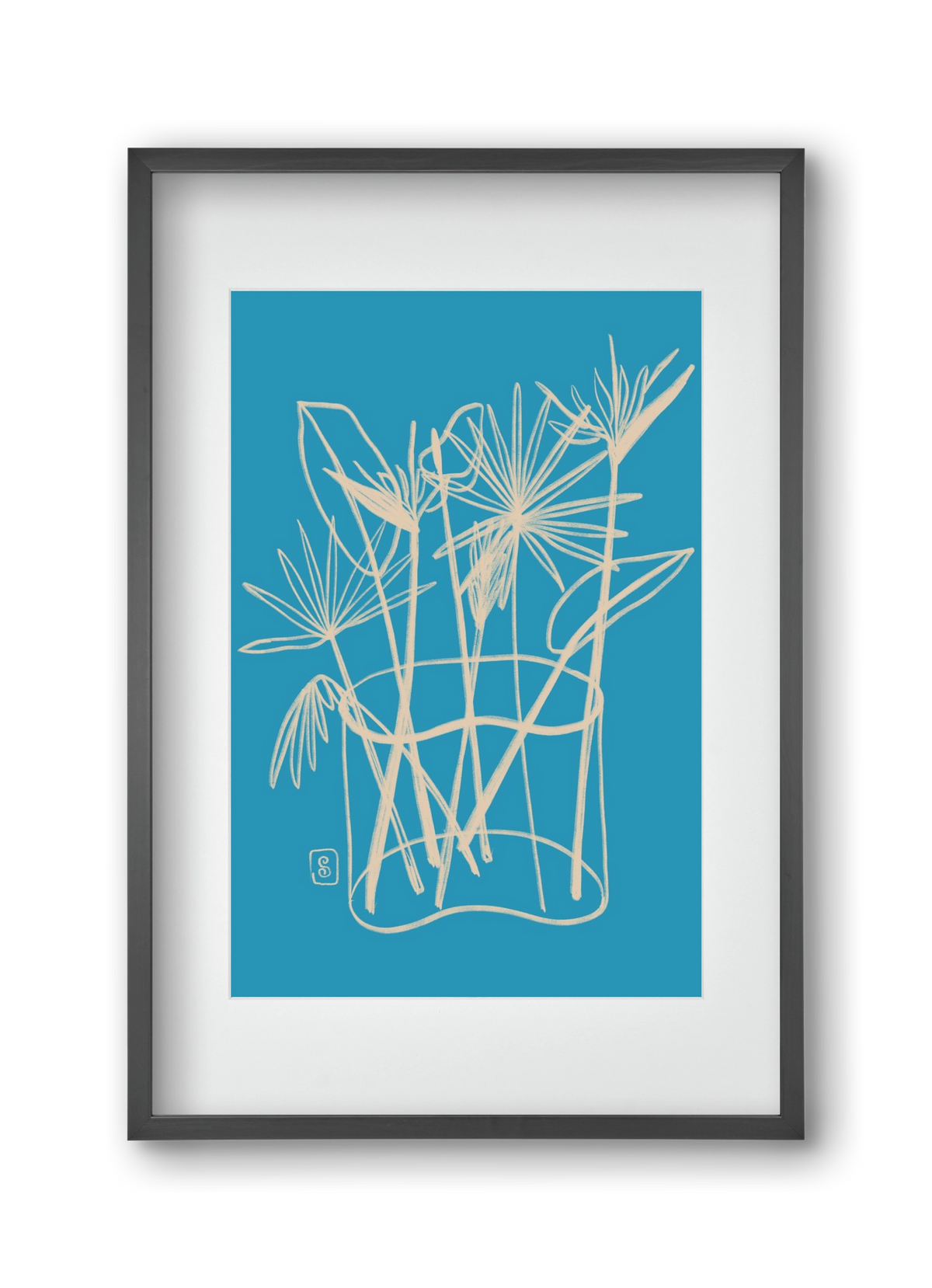 TROPICAL FLOWERS, 30x45 cm (20x30 cm), Fekete keret, paszpartuval