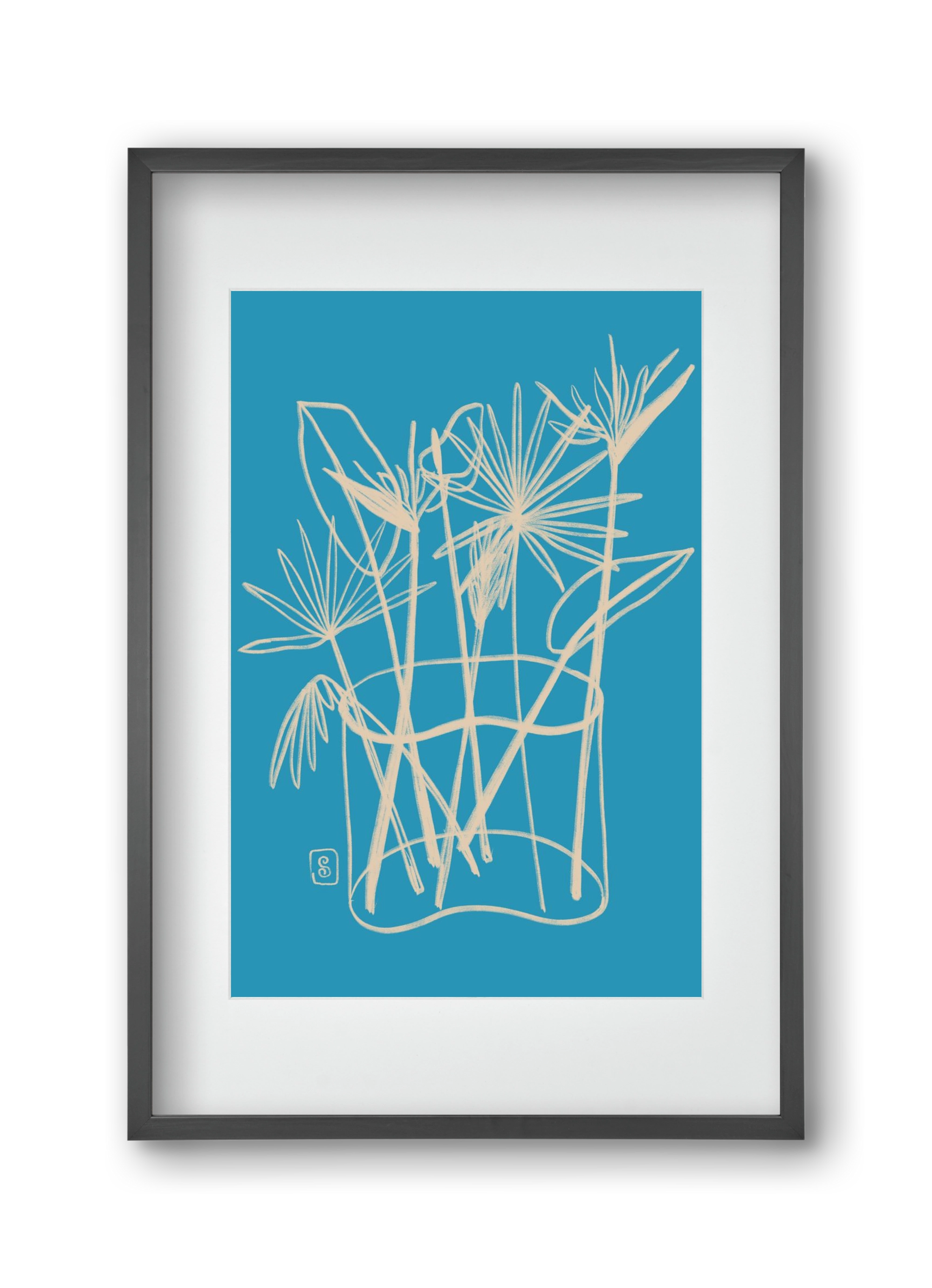 TROPICAL FLOWERS, 30x45 cm (20x30 cm), Fekete keret, paszpartuval