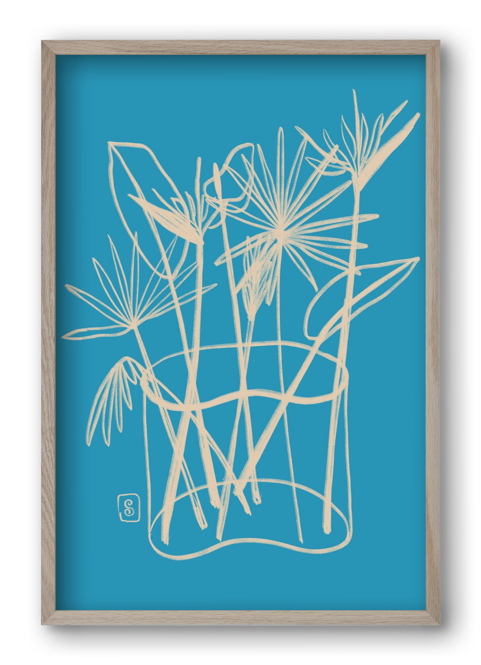 TROPICAL FLOWERS, 40x60 cm (40x60 cm), Tölgy keret