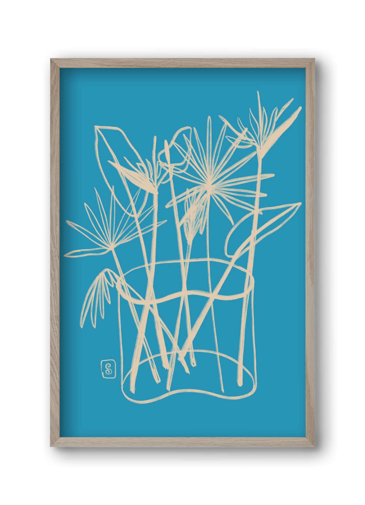 TROPICAL FLOWERS, 30x45 cm (30x45 cm), Tölgy keret