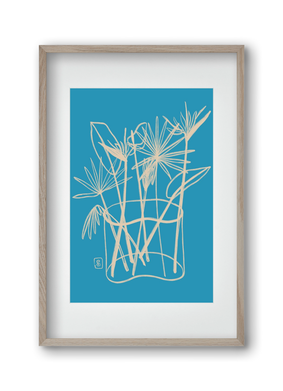 TROPICAL FLOWERS, 30x45 cm (20x30 cm), Tölgy keret, paszpartuval