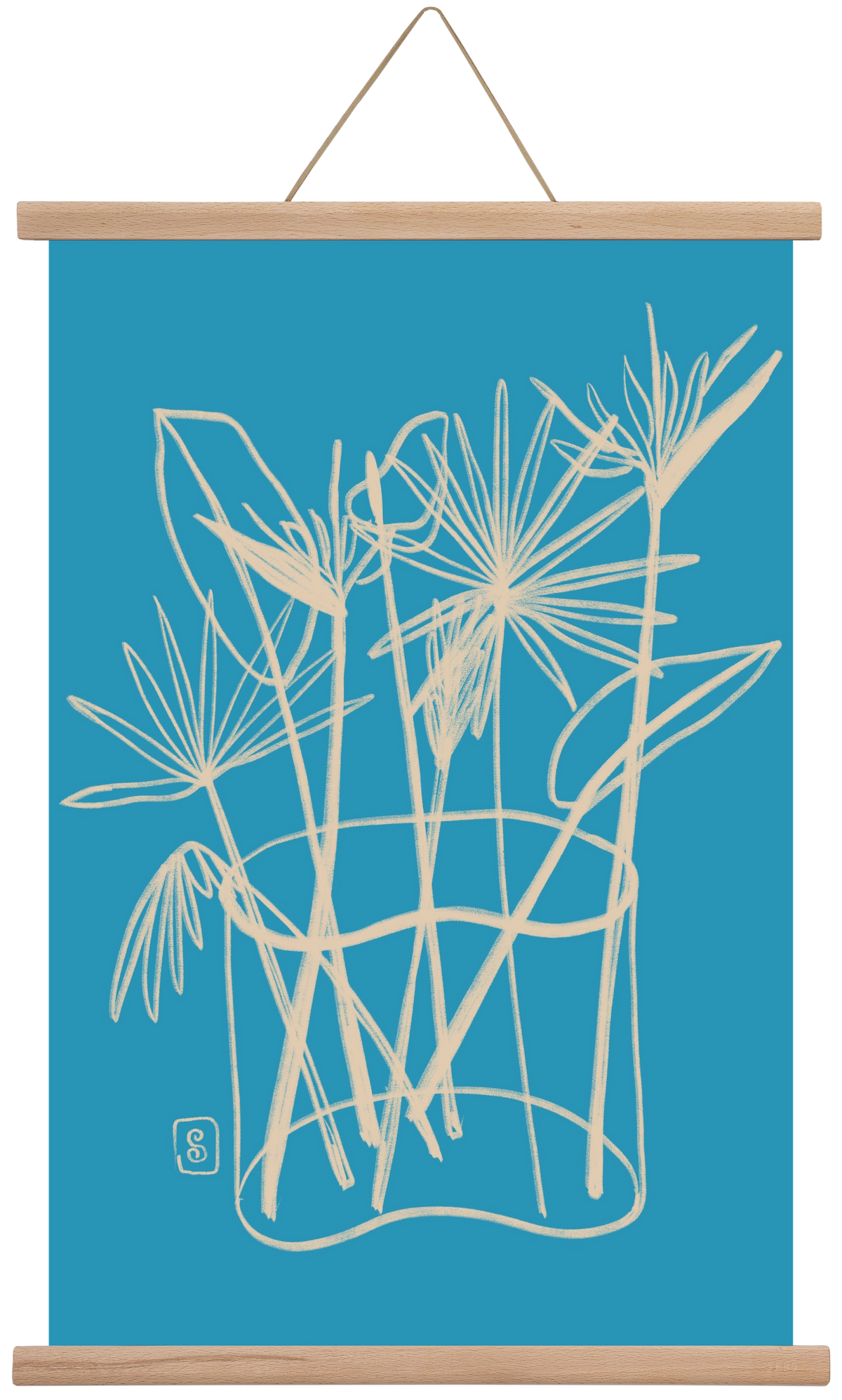 TROPICAL FLOWERS, 40x60 cm (40x60 cm), Tölgy akasztó