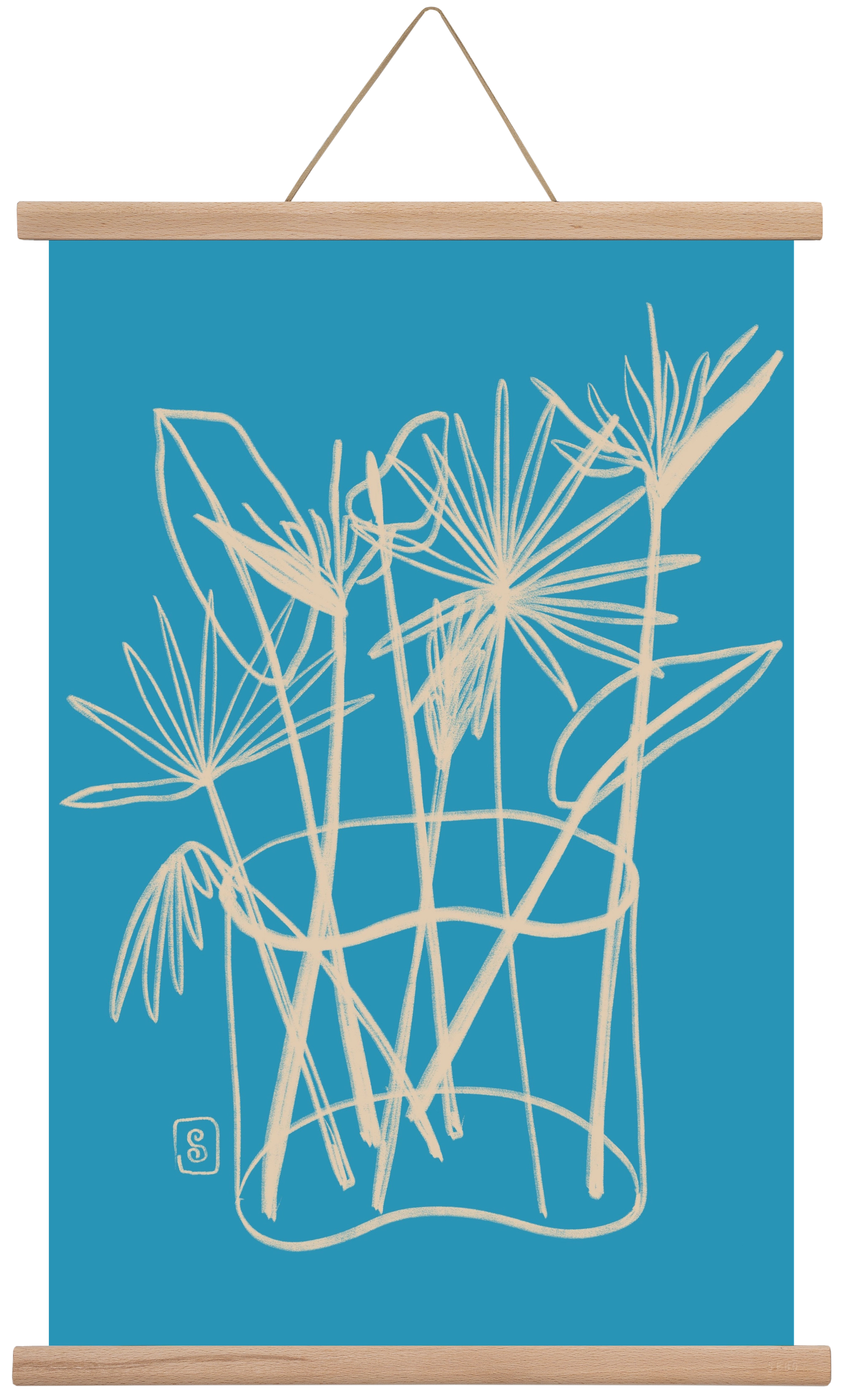 TROPICAL FLOWERS, 40x60 cm (40x60 cm), Tölgy akasztó