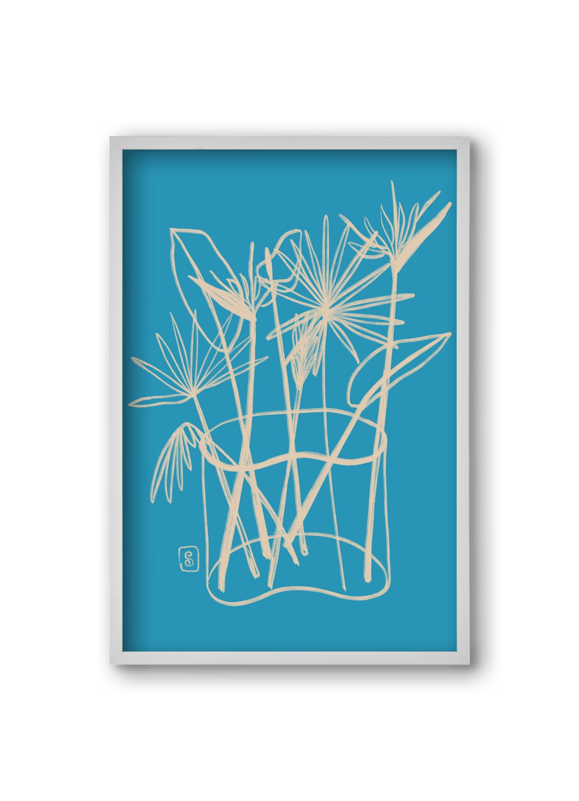 TROPICAL FLOWERS, 20x30 cm (20x30 cm), Fehér keret