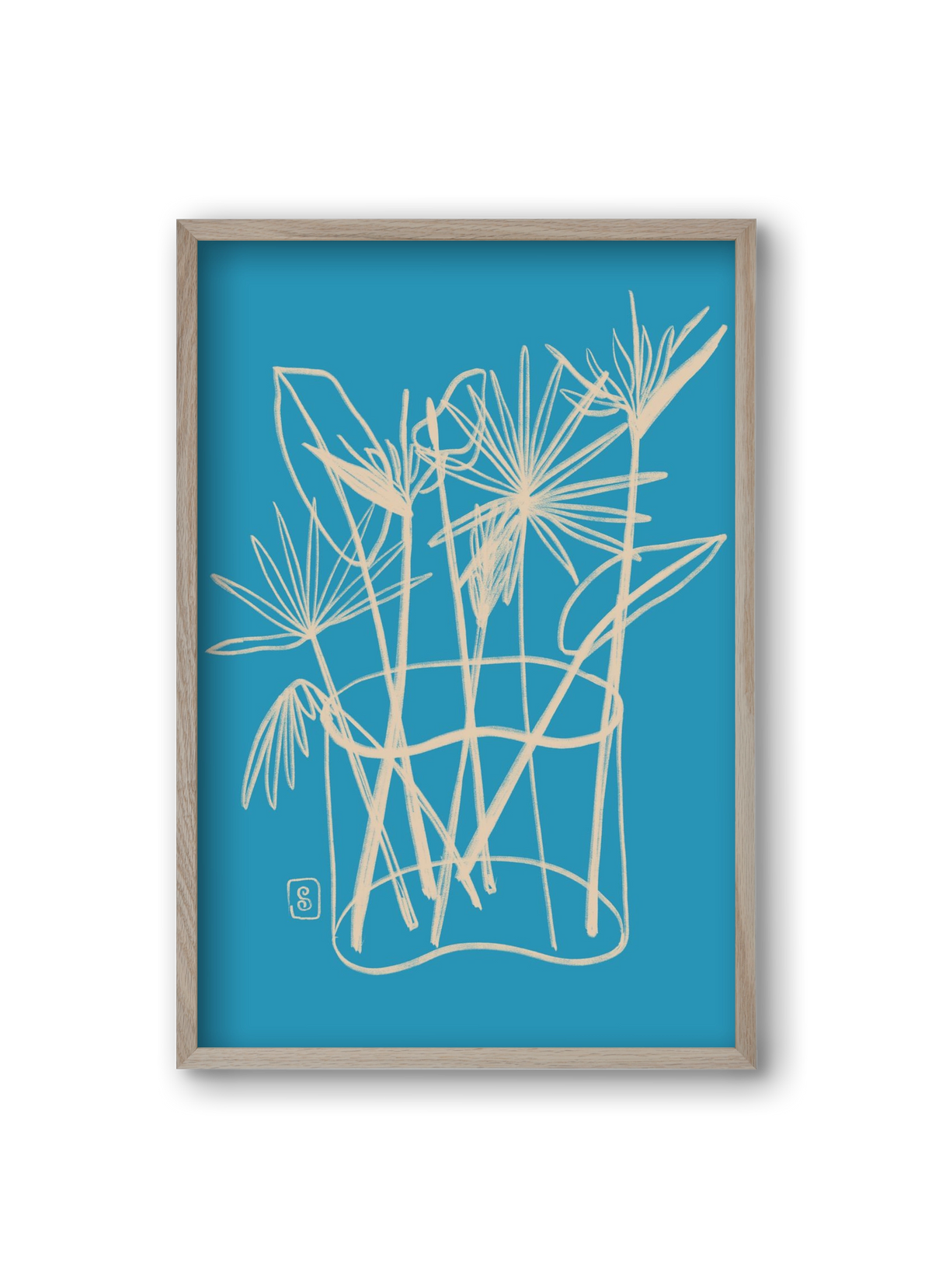 TROPICAL FLOWERS, 20x30 cm (20x30 cm), Tölgy keret