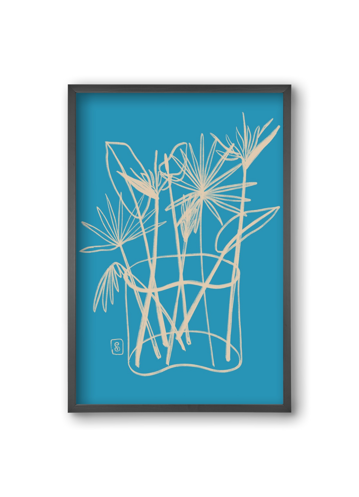 TROPICAL FLOWERS, 20x30 cm (20x30 cm), Fekete keret