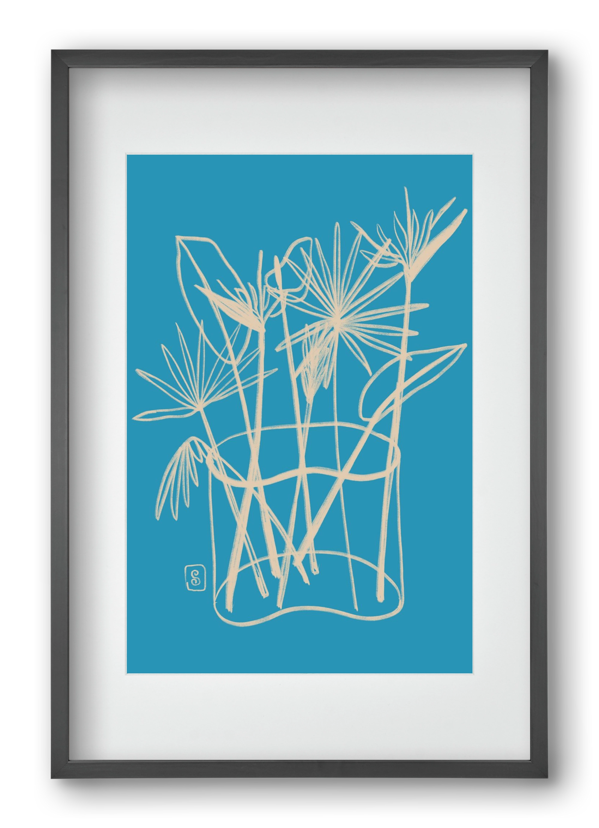 TROPICAL FLOWERS, 40x60 cm (30x45 cm), Fekete keret, paszpartuval