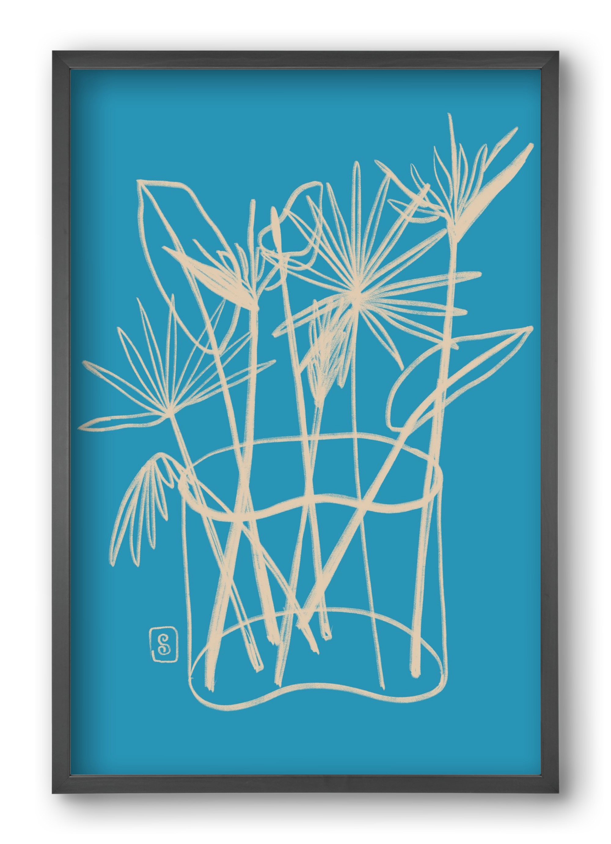 TROPICAL FLOWERS, 40x60 cm (40x60 cm), Fekete keret