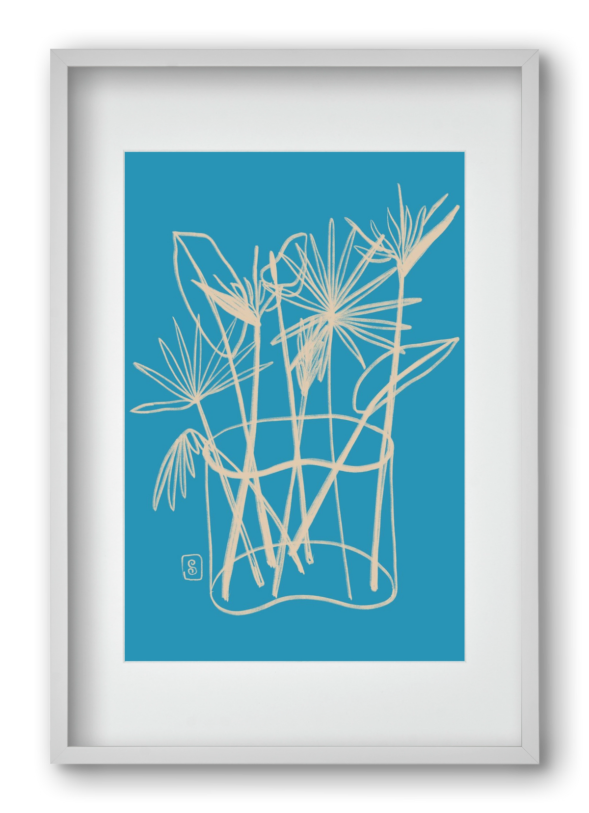 TROPICAL FLOWERS, 40x60 cm (30x45 cm), Fehér keret, paszpartuval