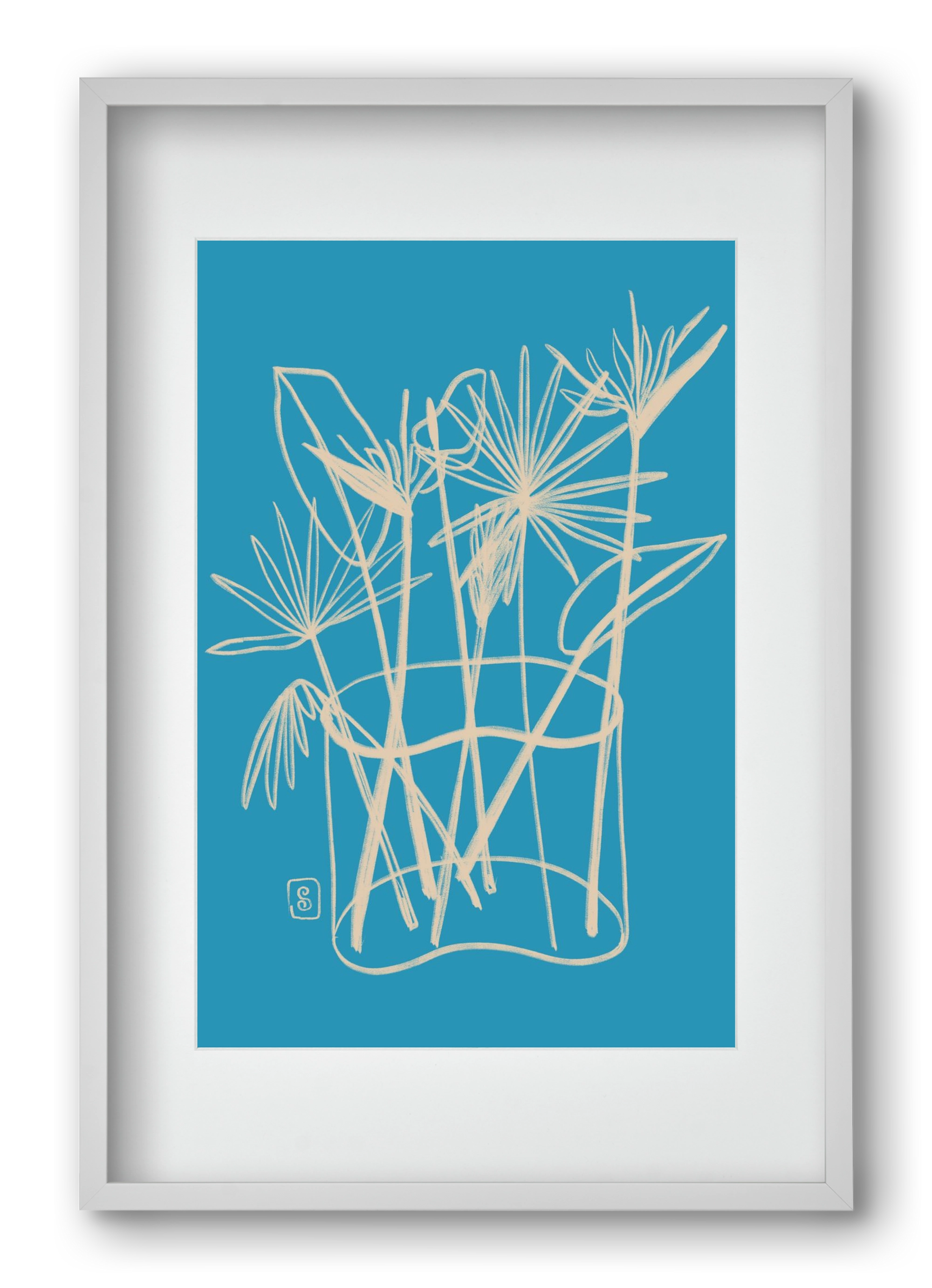 TROPICAL FLOWERS, 40x60 cm (30x45 cm), Fehér keret, paszpartuval