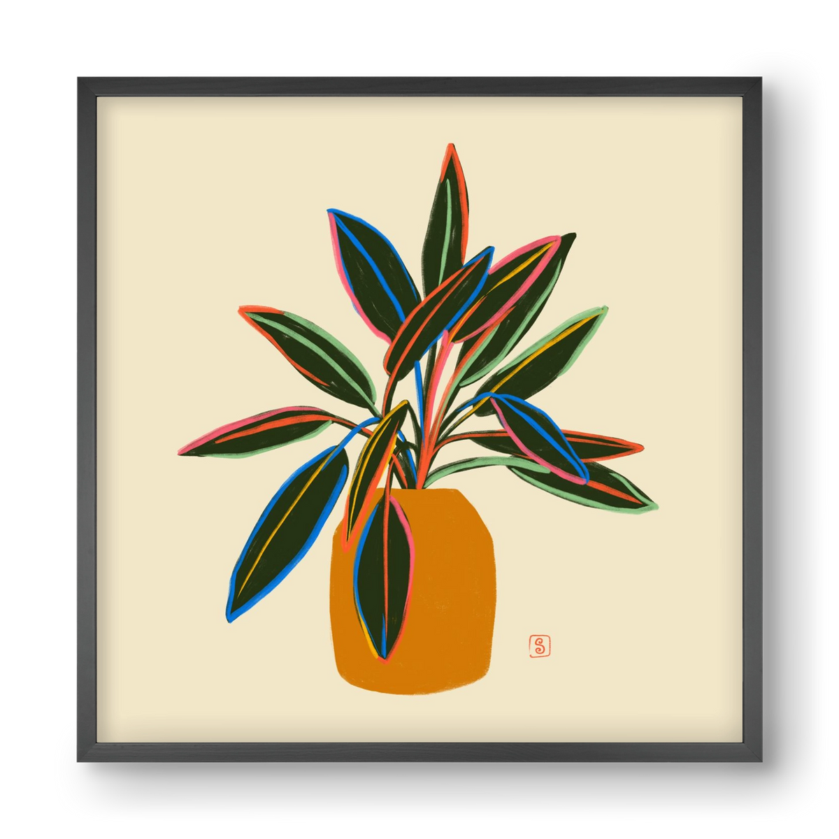 PLANT WITH COLOURFUL LEAVES, 40x40 cm (40x40 cm), Fekete keret