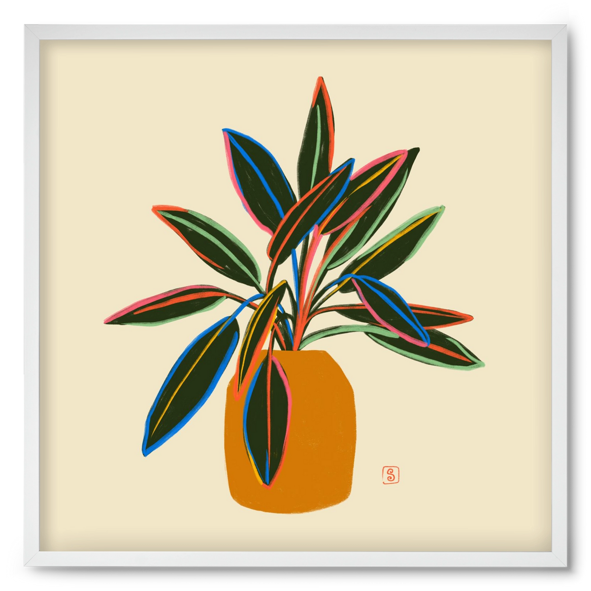 PLANT WITH COLOURFUL LEAVES, 50x50 cm (50x50 cm), Fehér keret