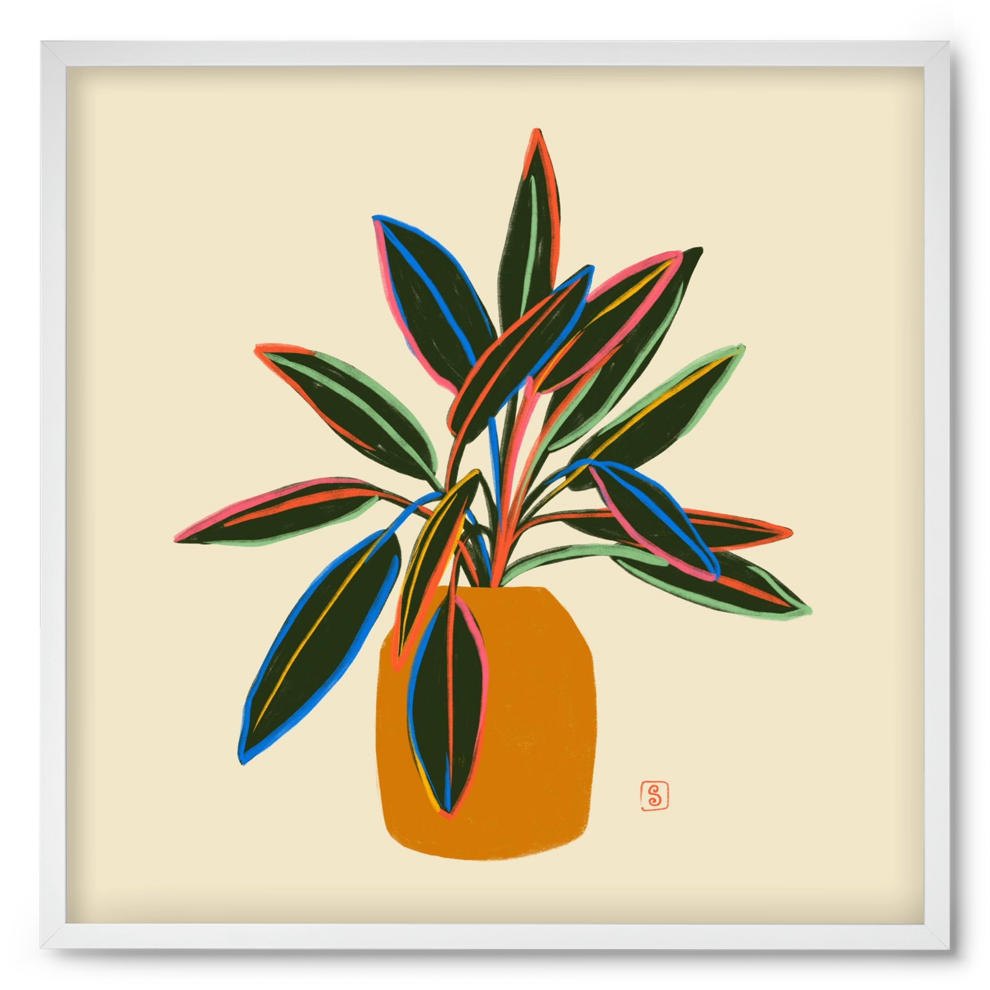 PLANT WITH COLOURFUL LEAVES, 50x50 cm (50x50 cm), Fehér keret