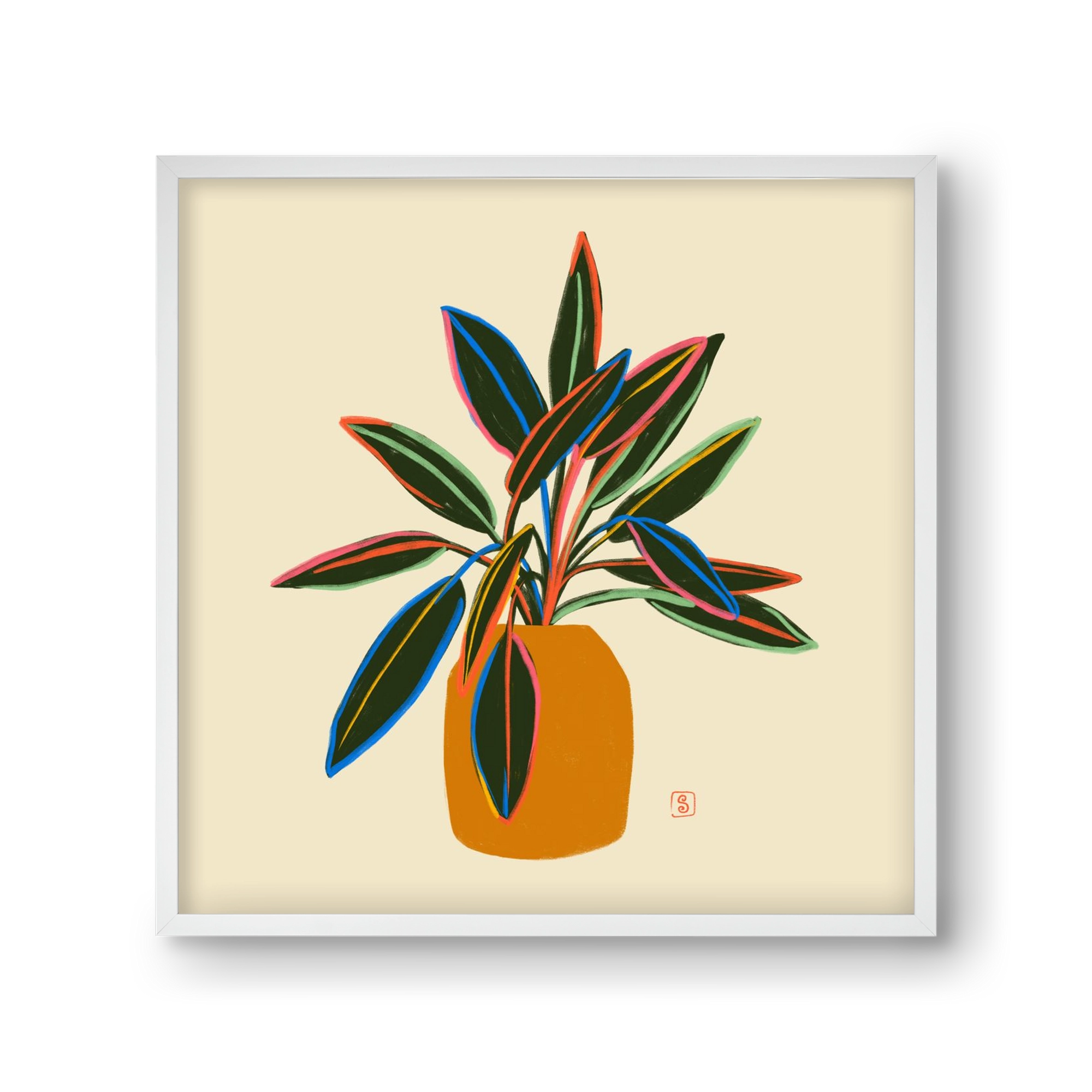 PLANT WITH COLOURFUL LEAVES, 30x30 cm (30x30 cm), Fehér keret