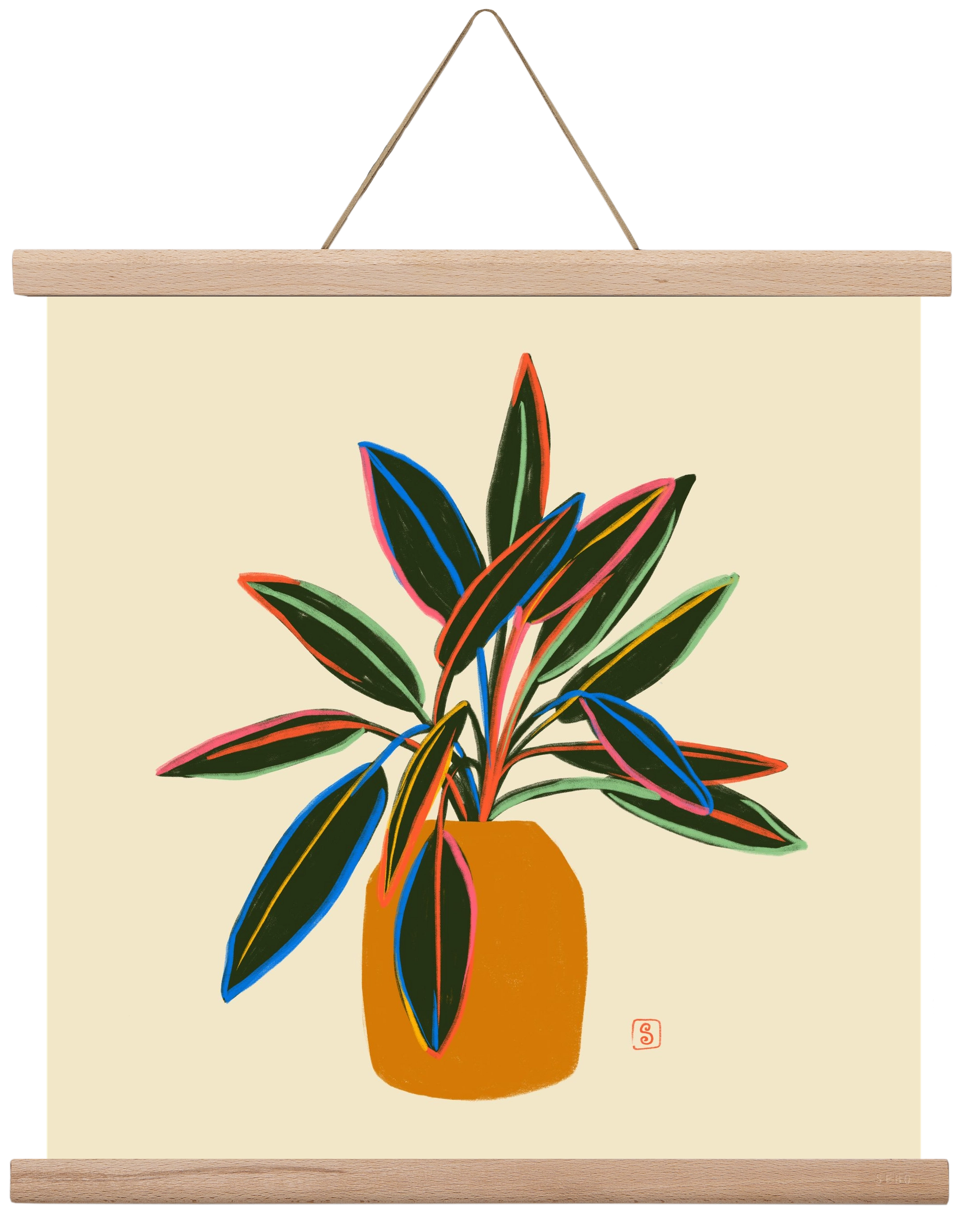 PLANT WITH COLOURFUL LEAVES, 40x40 cm (40x40 cm), Tölgy akasztó
