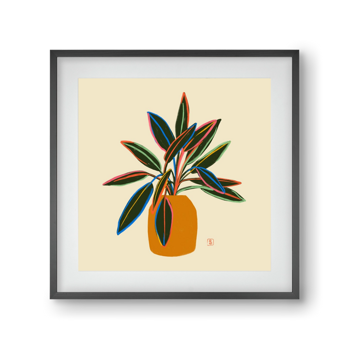PLANT WITH COLOURFUL LEAVES, 30x30 cm (20x20 cm), Fekete keret, paszpartuval
