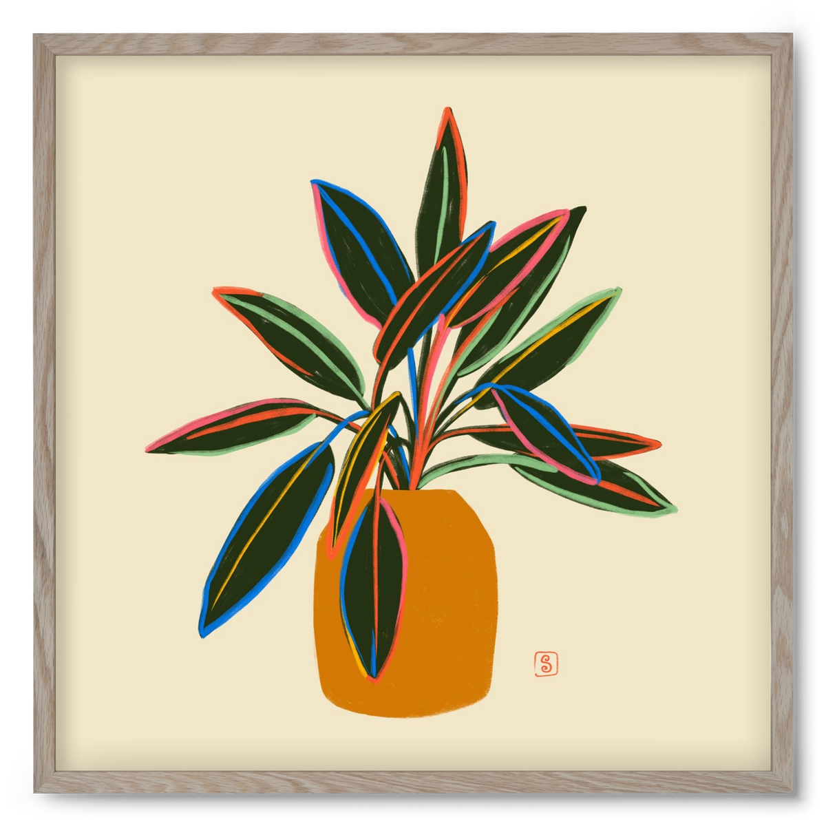 PLANT WITH COLOURFUL LEAVES, 50x50 cm (50x50 cm), Tölgy keret