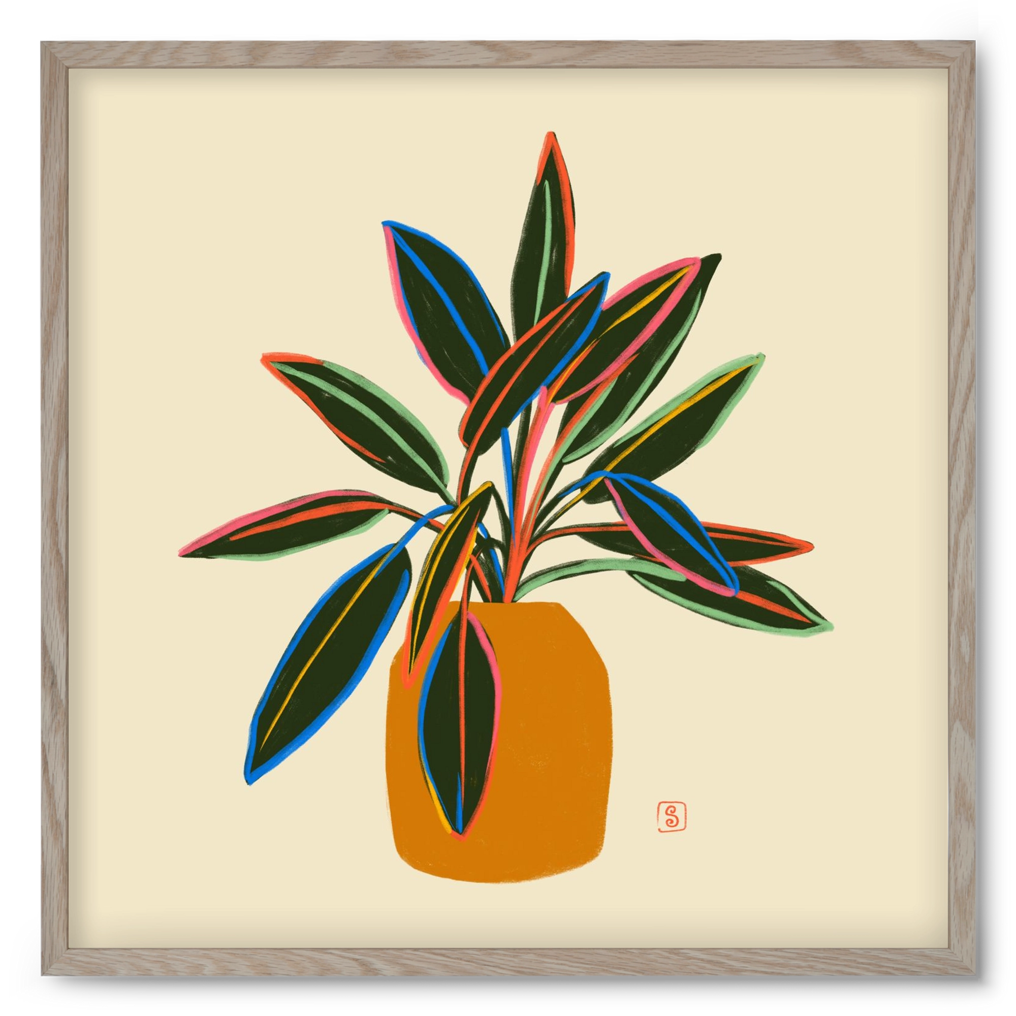 PLANT WITH COLOURFUL LEAVES, 50x50 cm (50x50 cm), Tölgy keret