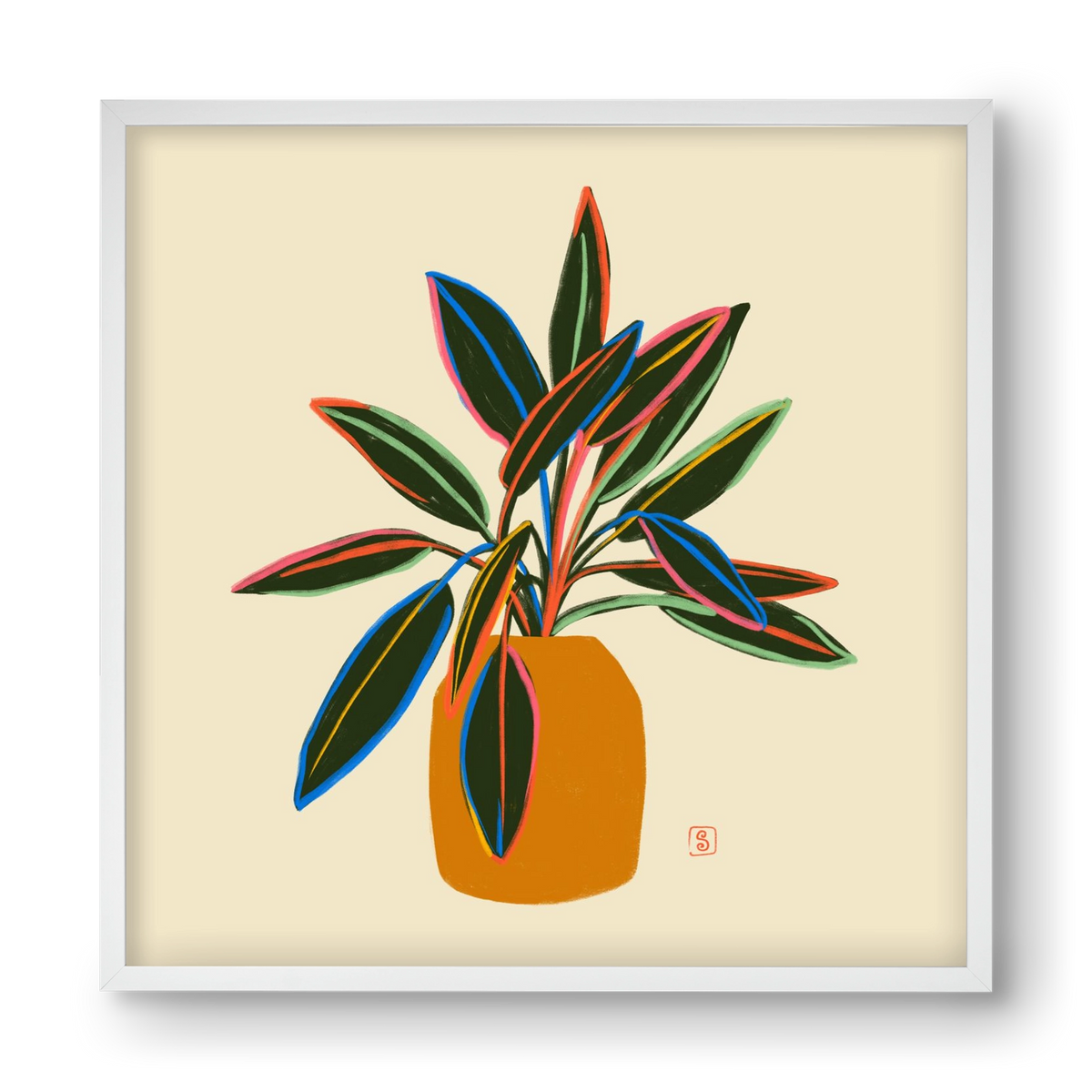 PLANT WITH COLOURFUL LEAVES, 40x40 cm (40x40 cm), Fehér keret
