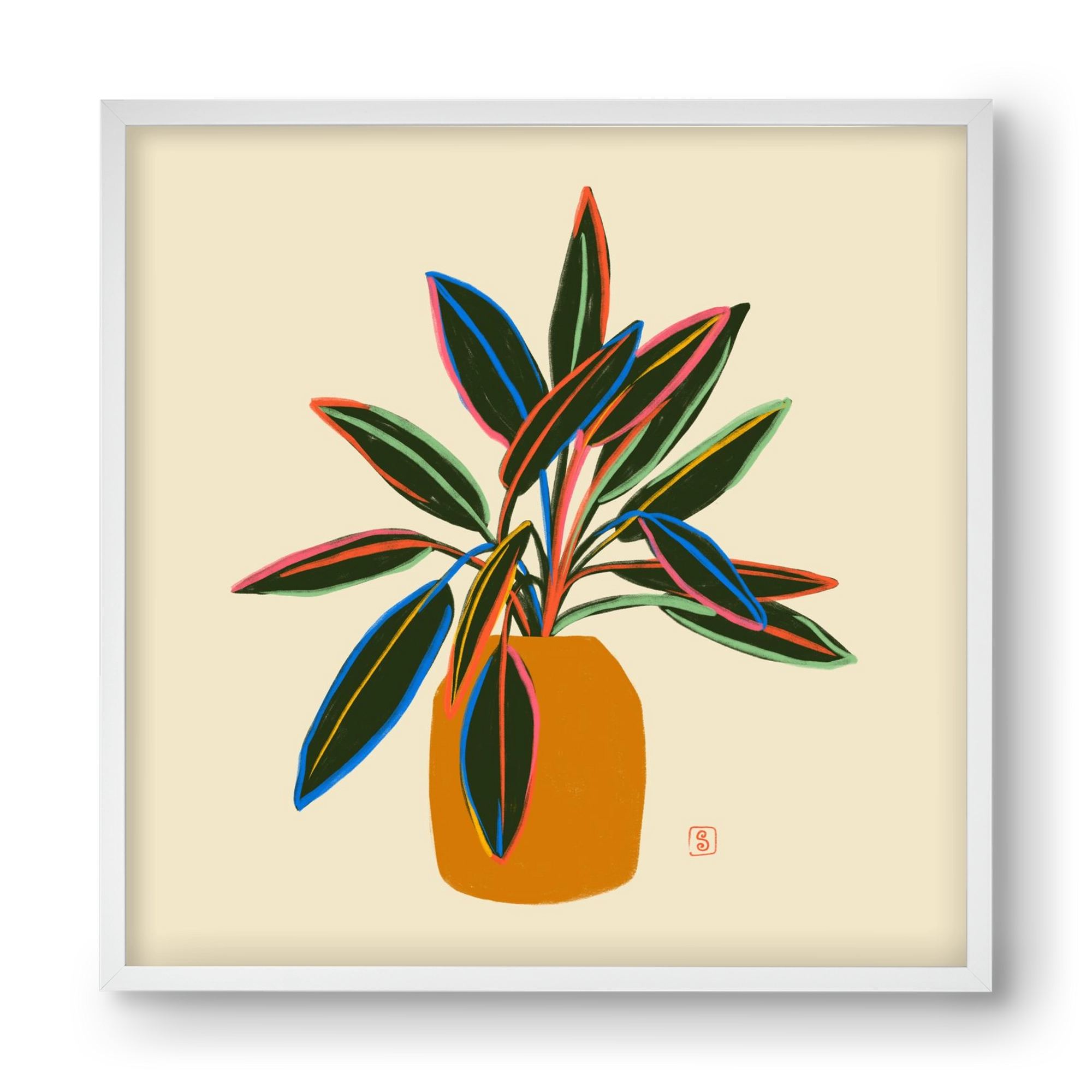 PLANT WITH COLOURFUL LEAVES, 40x40 cm (40x40 cm), Fehér keret
